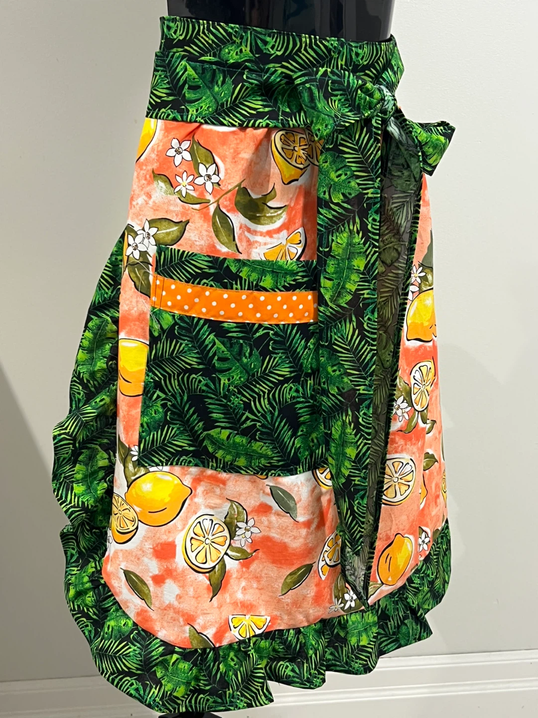 Handmade by me.Lemon Print Half Apron with Pockets - photo 2