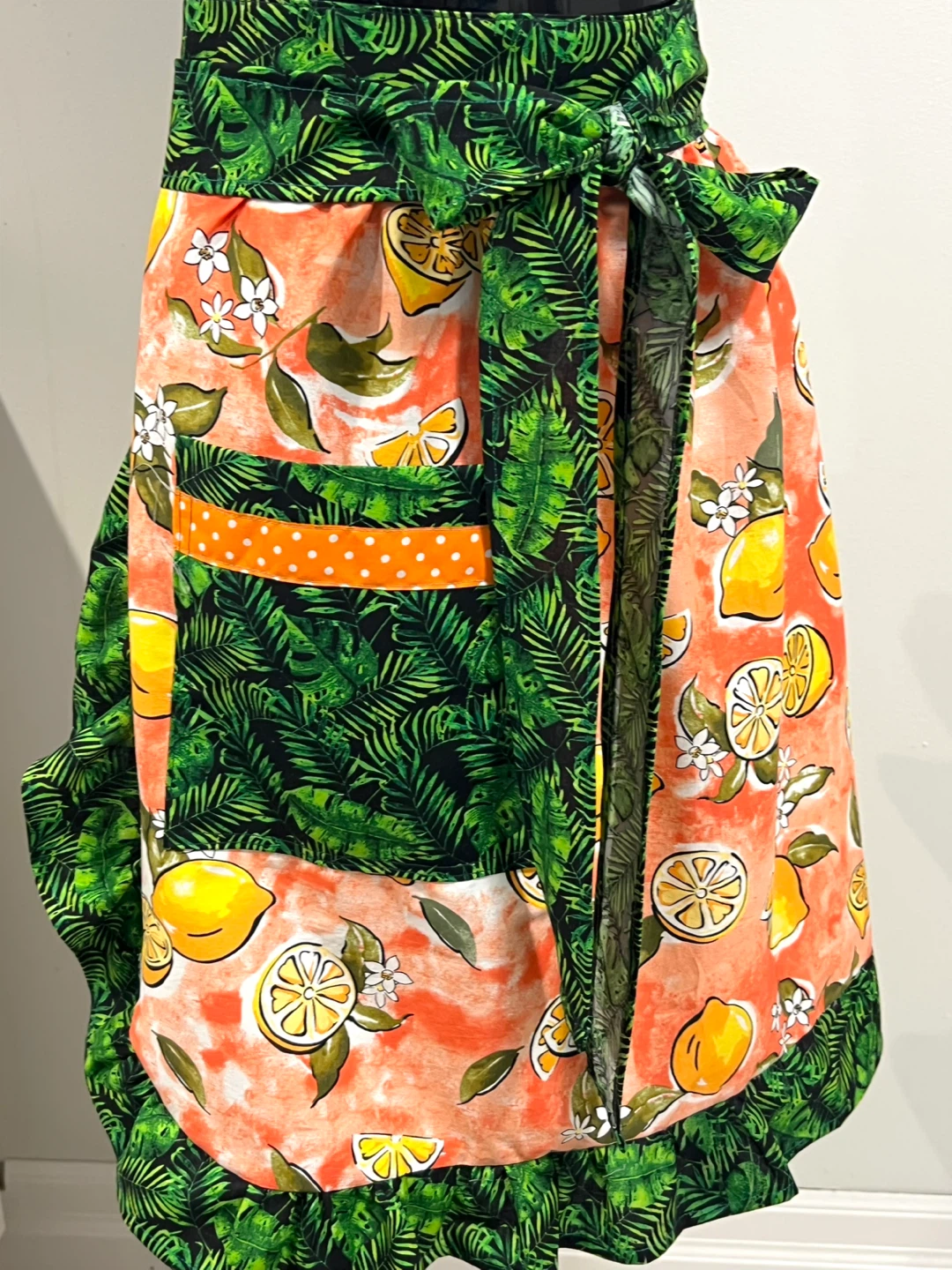 Handmade by me.Lemon Print Half Apron with Pockets - photo 3