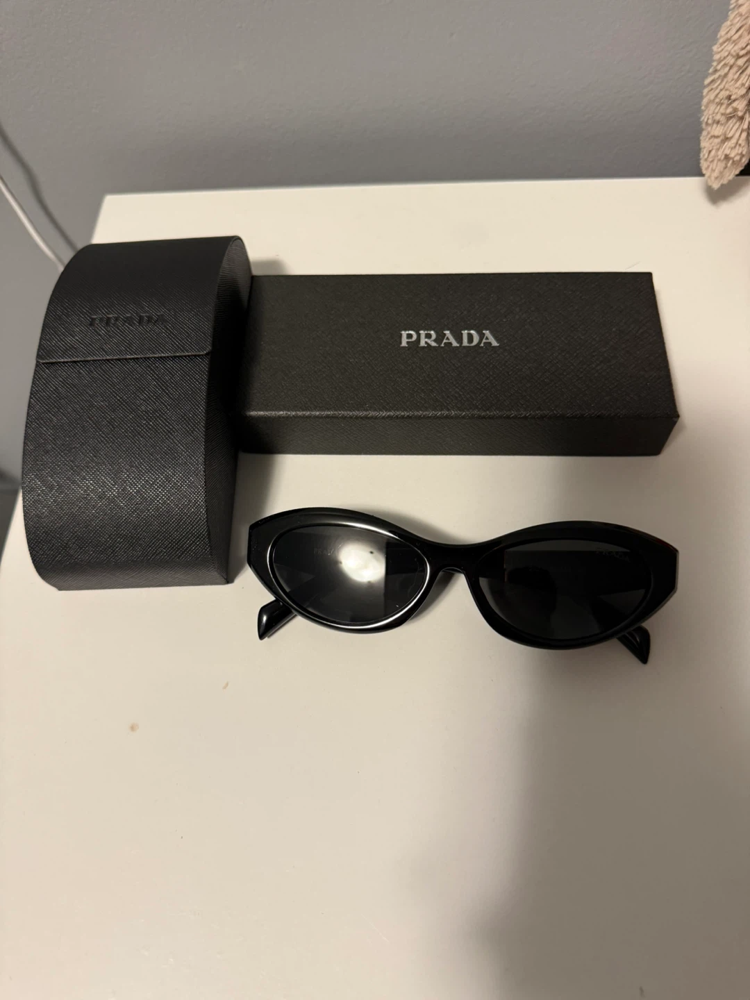 PRADA Black Cat-Eye Sunglasses with Case