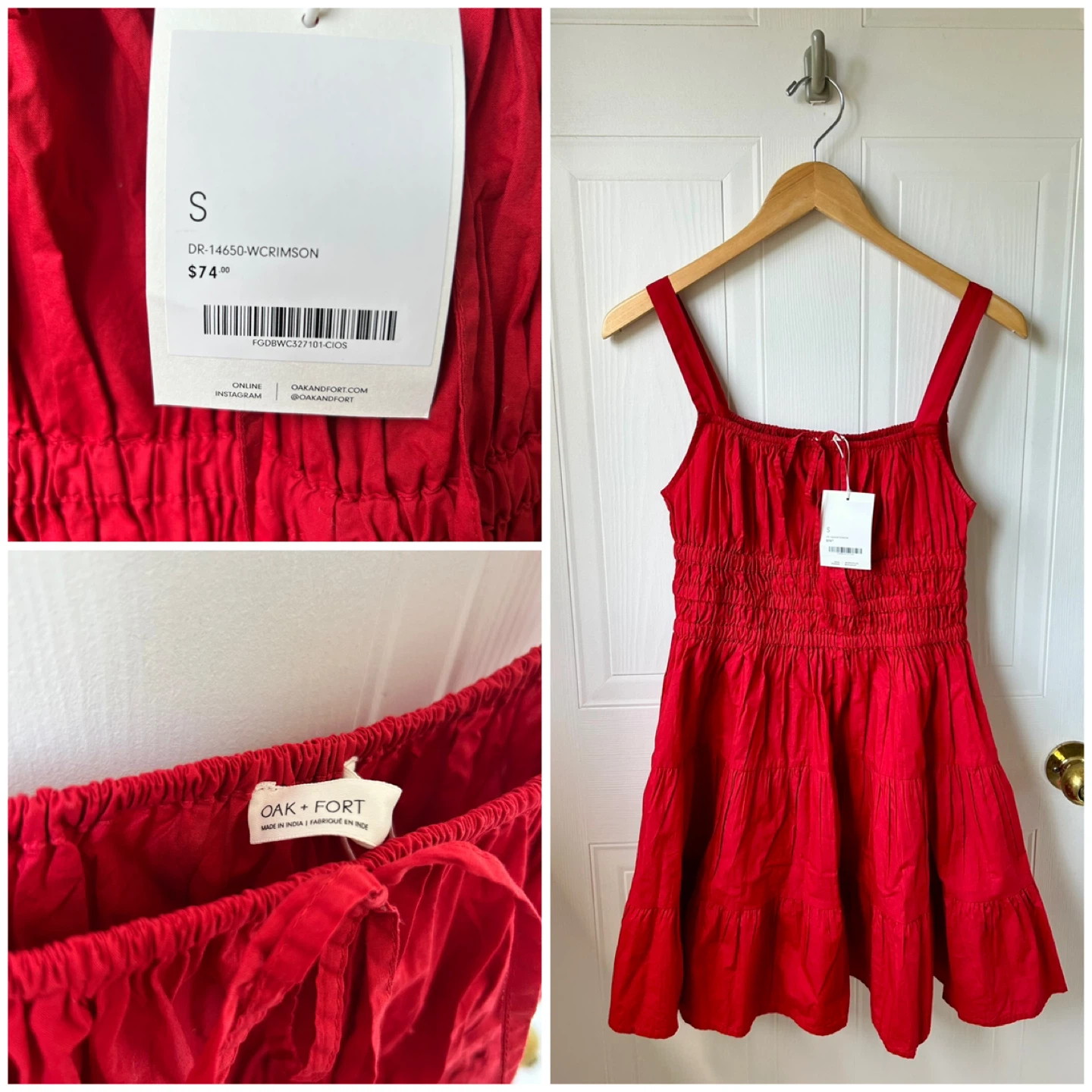 Brand new with tags Oak + Fort Red Summer Dress