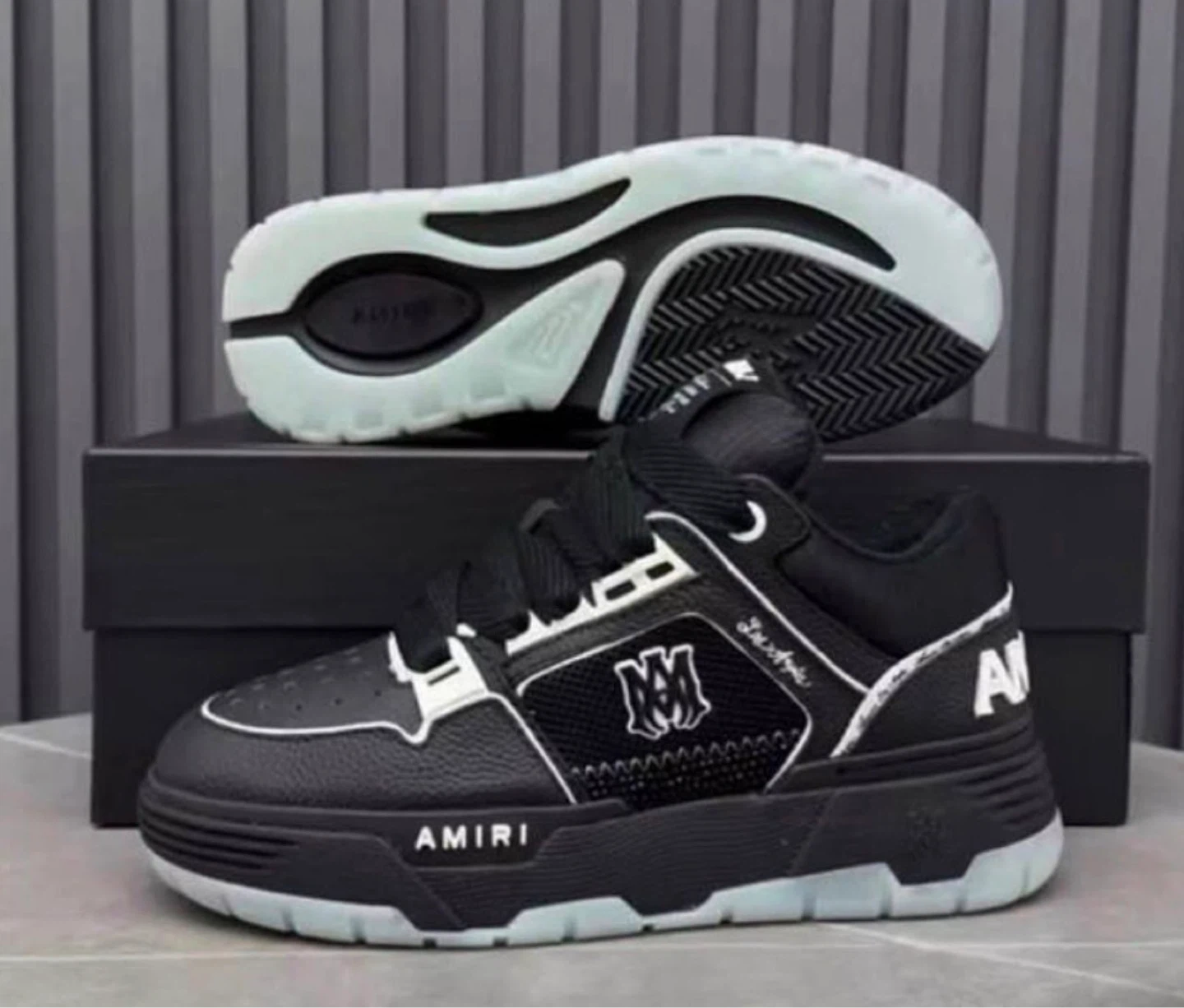 AMIRI Men's Black Leather & Mesh Sneakers