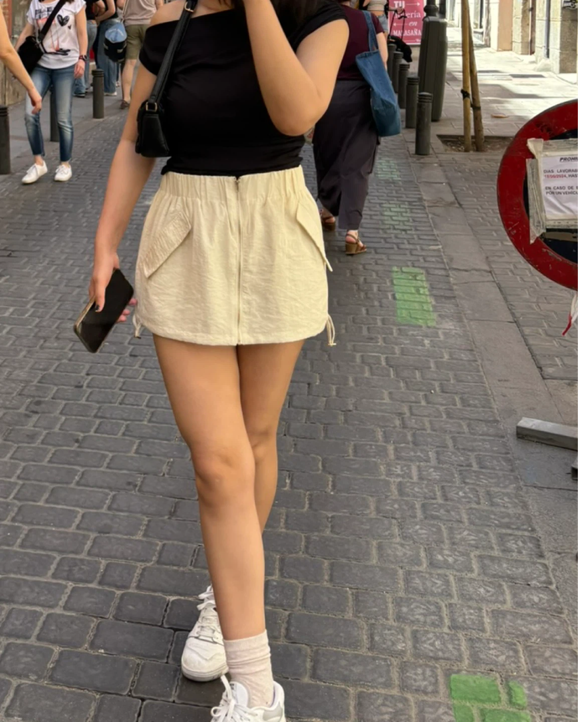 Cream Utility Mini Skirt with Zipper Front - photo 2