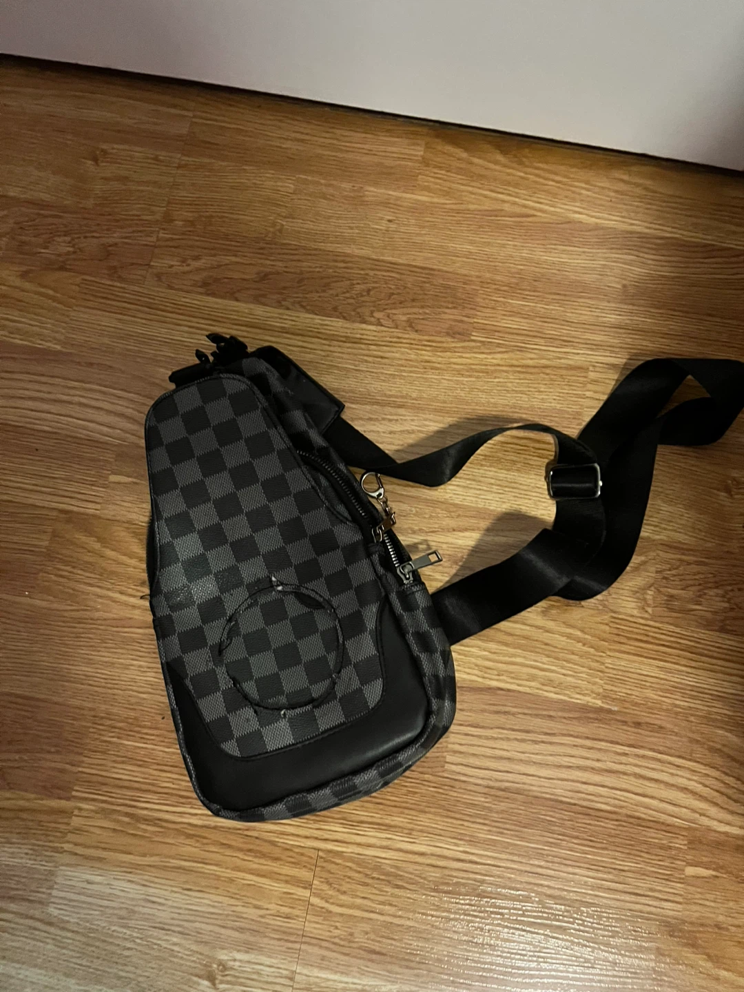 Checkerboard Pattern Crossbody Bag