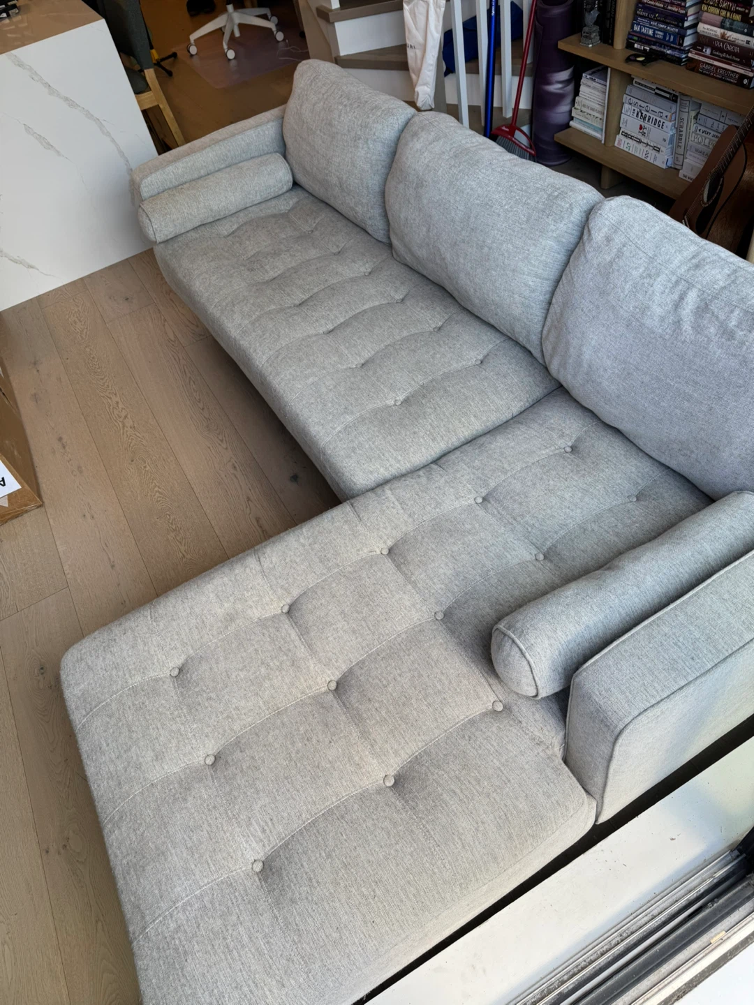 Light Grey Sectional Sofa with Chaise