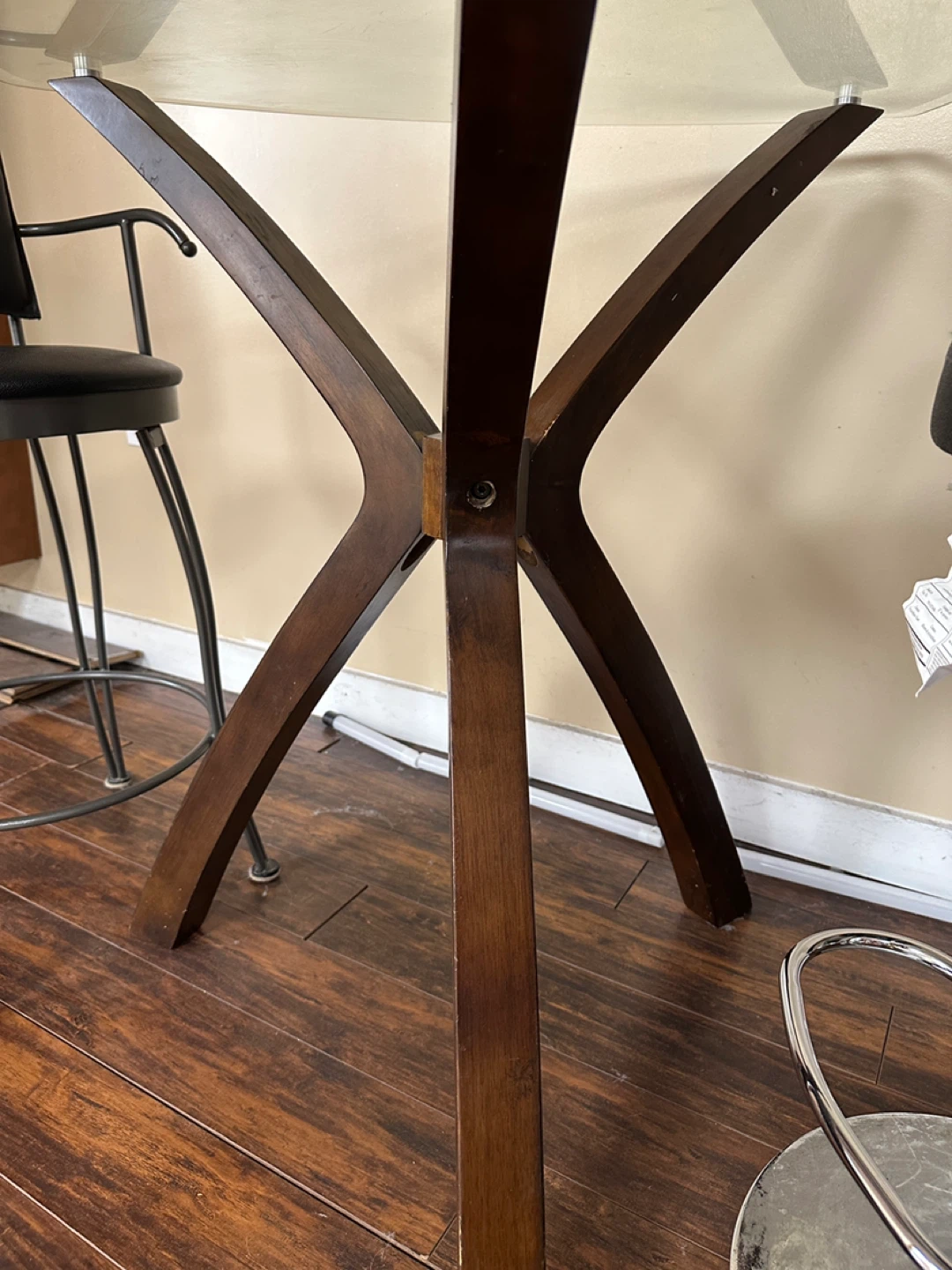Modern Glass Pub Table Set with leather Stools (CAN DELIVER) - photo 4