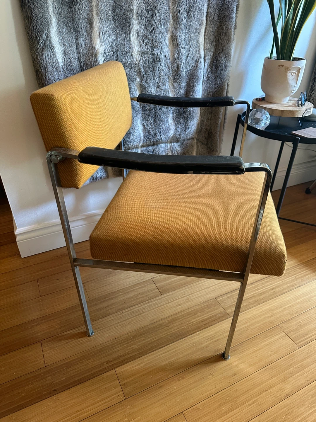 MCM VINTAGE CHROME TUBULAR LOUNGE CHAIR MID CENTURY MODERN