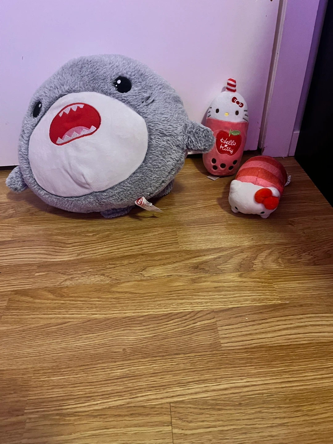 Plush Shark and Hello Kitty Boba Plush Toys
