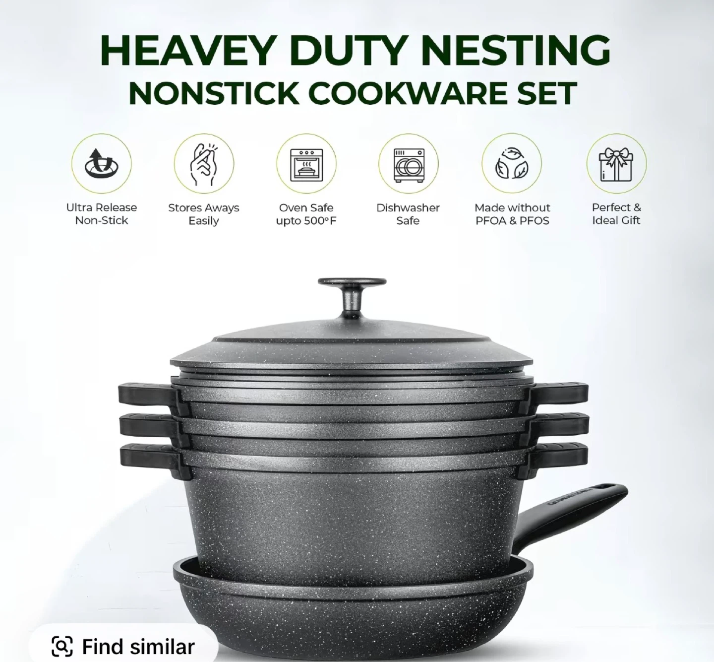 6 Piece Heavy Duty Nesting Nonstick Cookware Set - photo 2