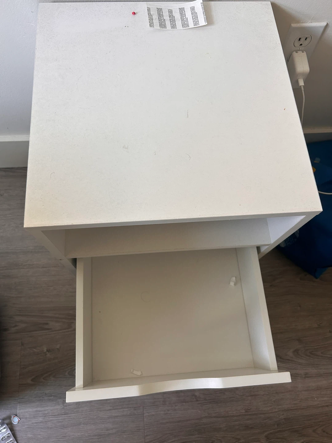 White Nightstand with Drawer and Shelf - photo 2