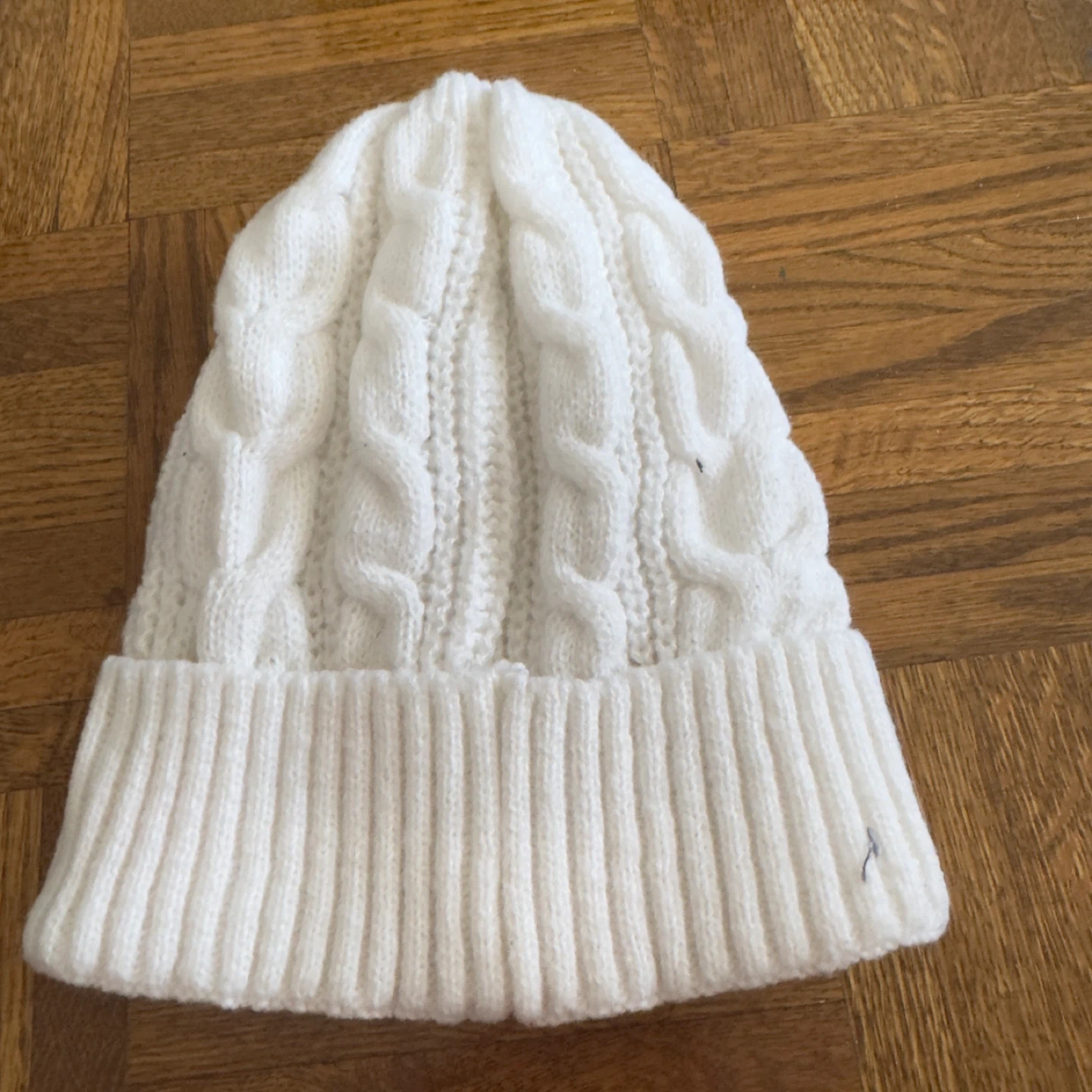 White Cable Knit Beanie