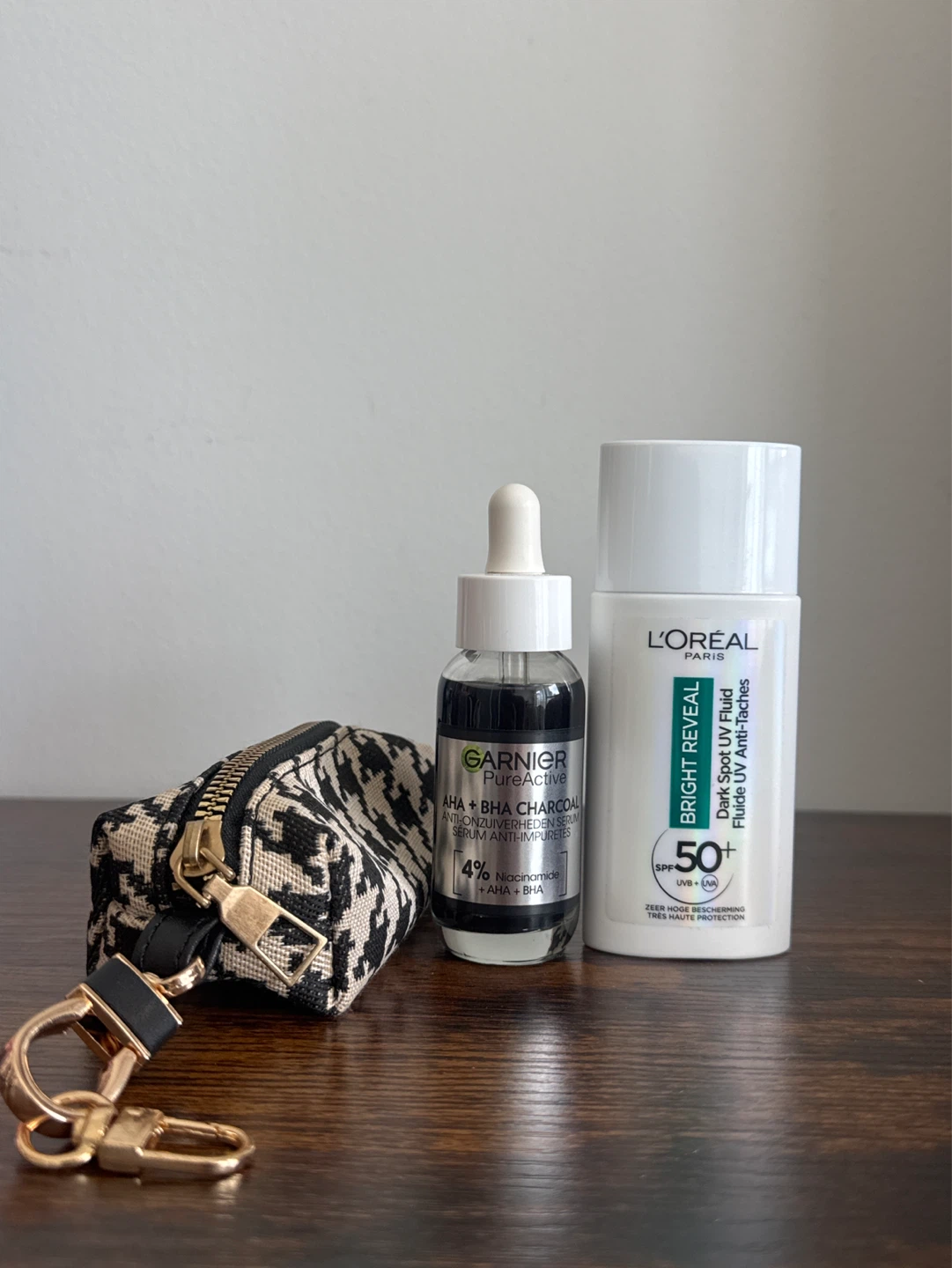 NEW Garnier Charcoal Serum + L'Oréal SPF 50+ Fluid & Mini Pouch