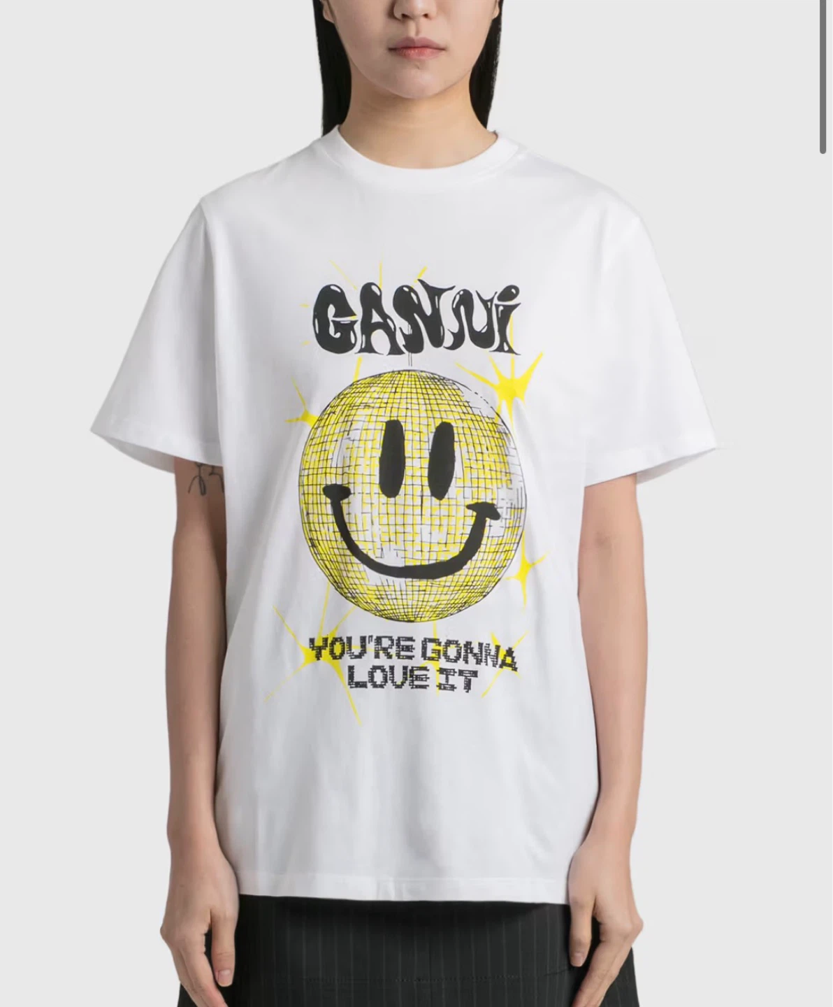 GANNI White Smiley Disco Ball T-Shirt
