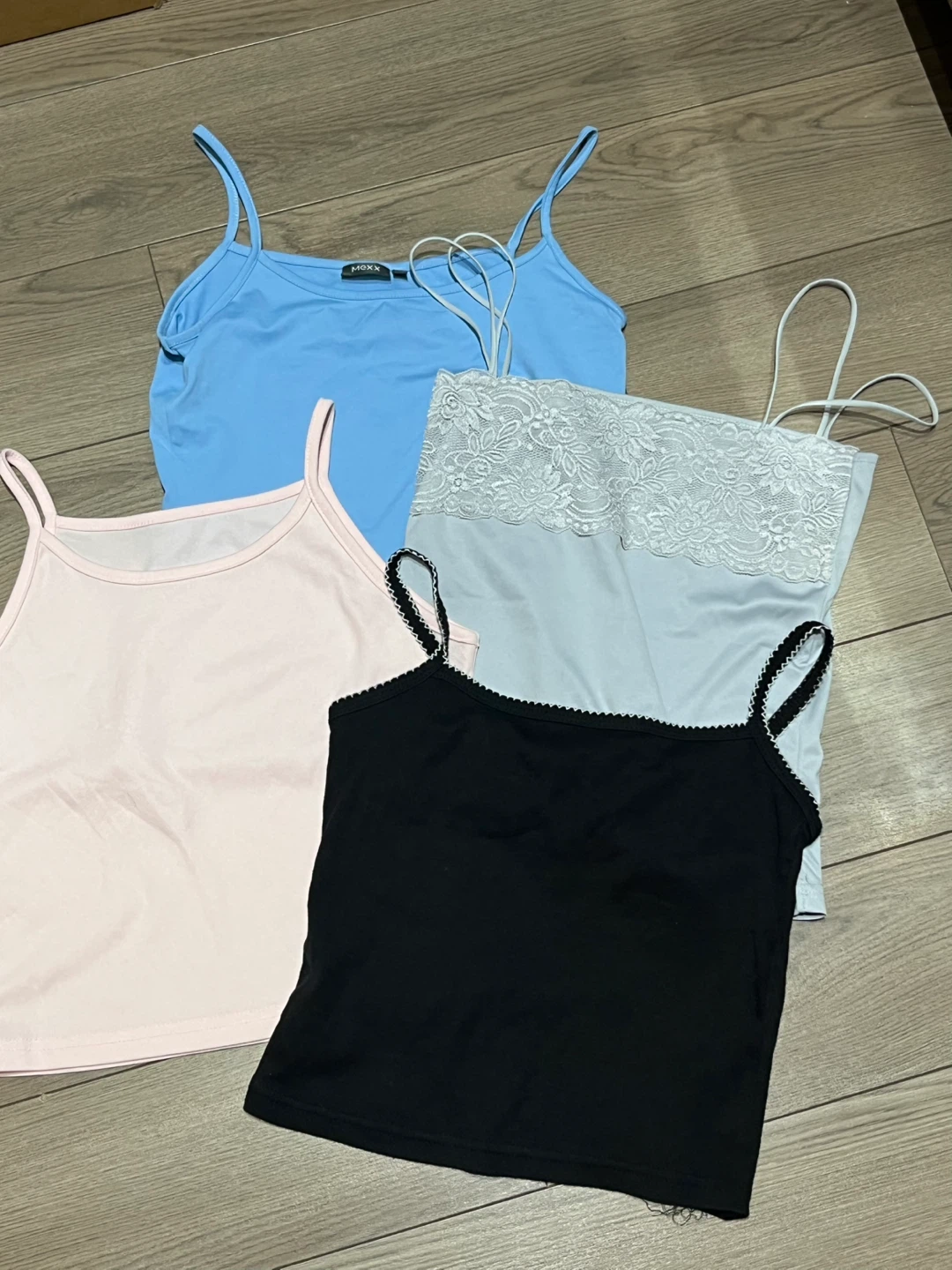 4 Camisoles - Blue, Pink, Grey, Black