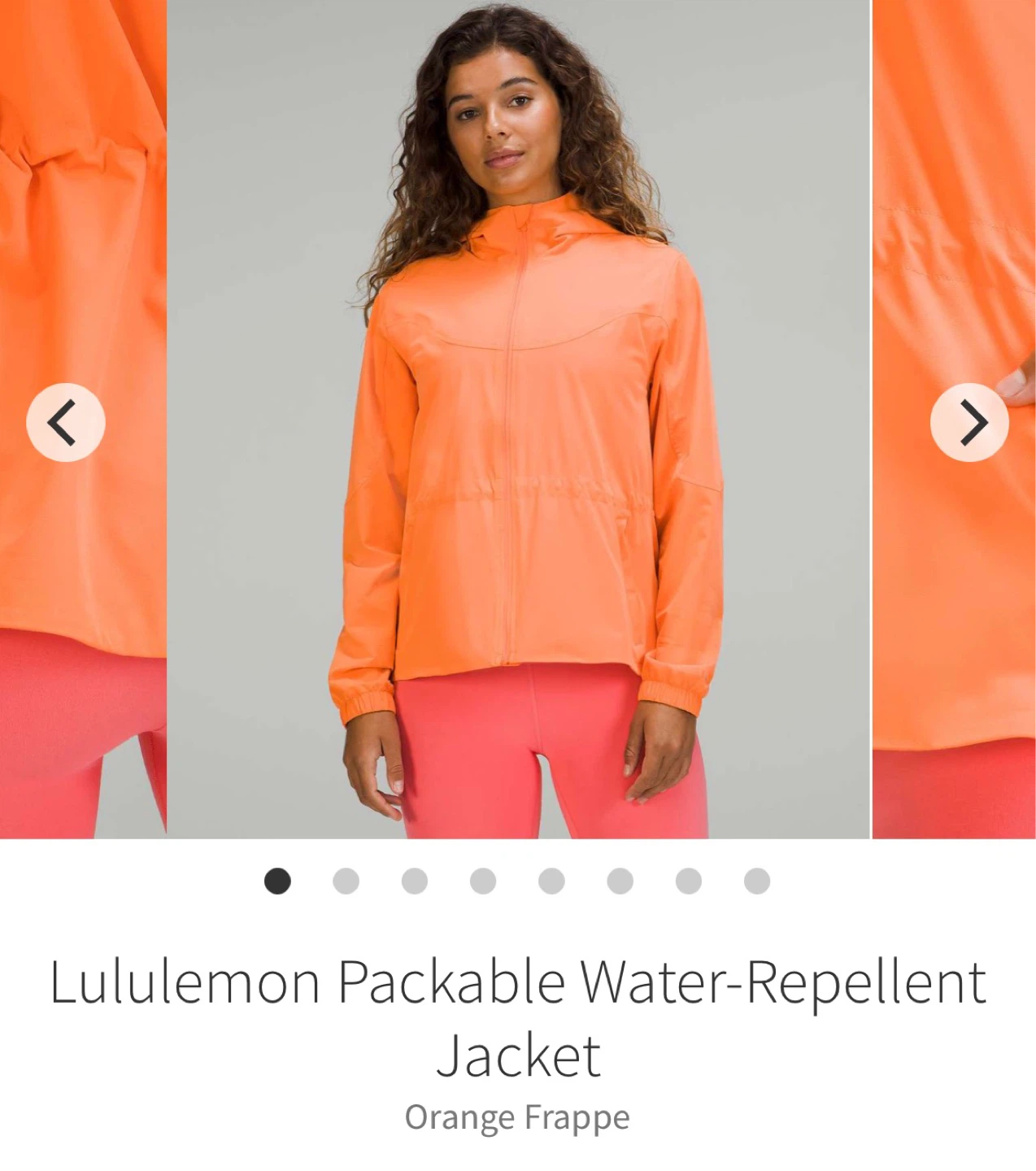 Lululemon Packable Water-Repellent Jacket Orange Frappe Size 6