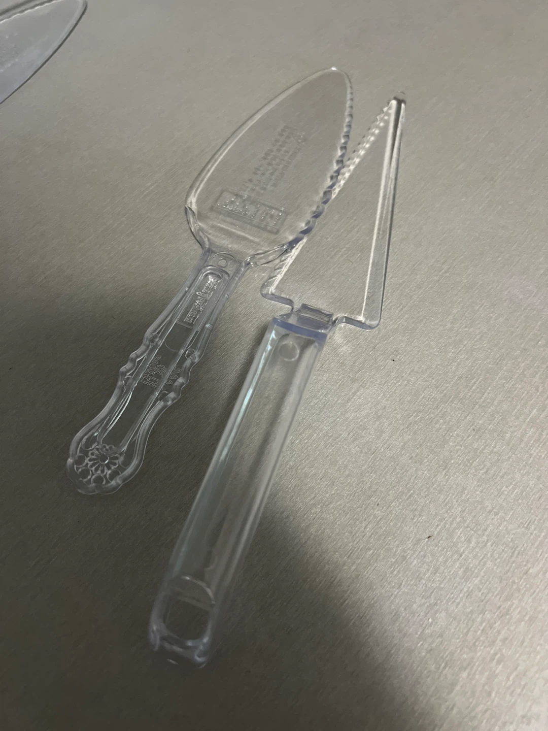Clear Plastic Cake Server and Knife Set