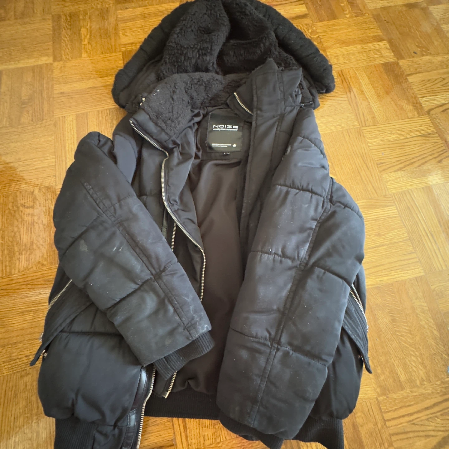 NOIZE Black Puffer Winter Jacket
