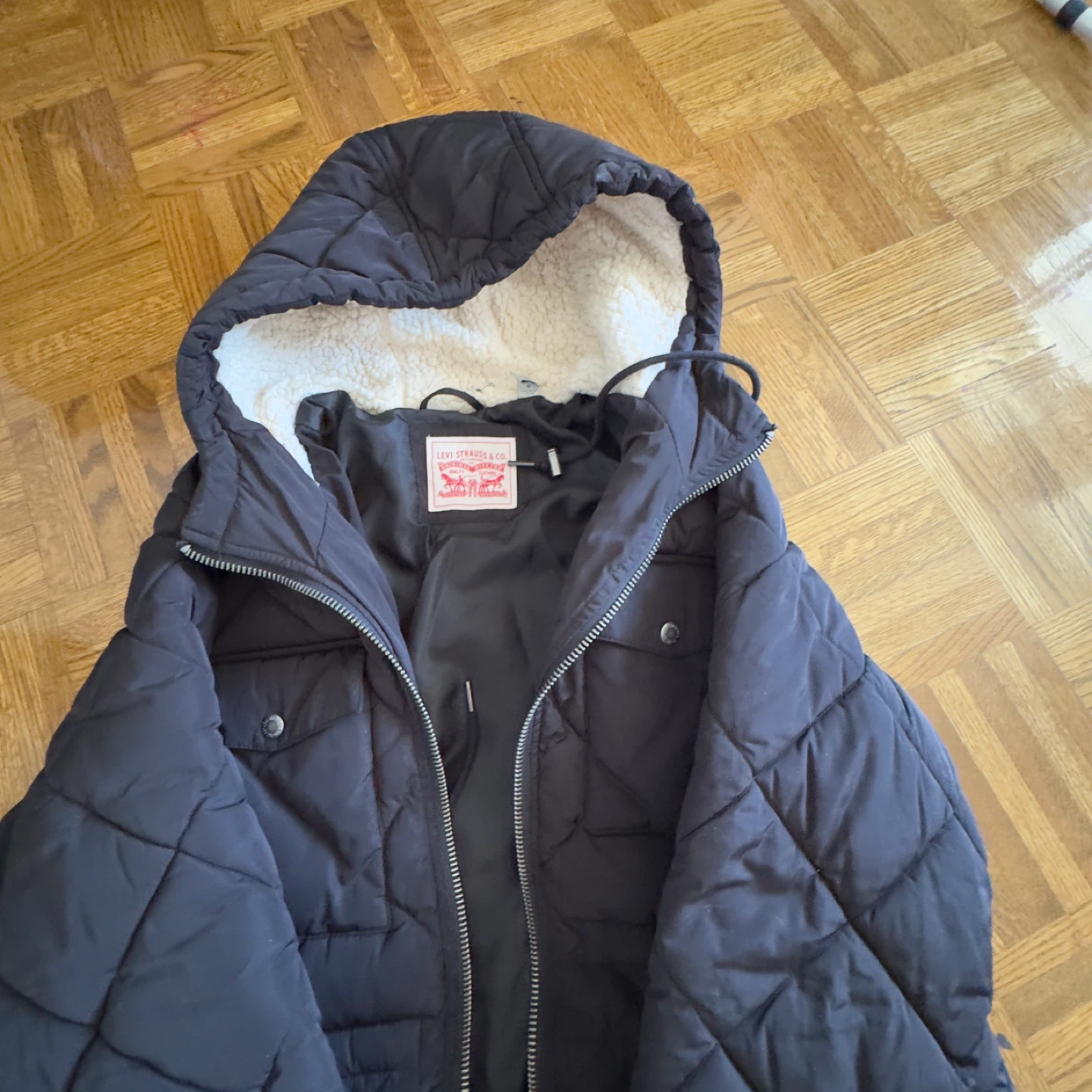 Levi Strauss & Co. Black Quilted Puffer Coat with Sherpa Lining - photo 3