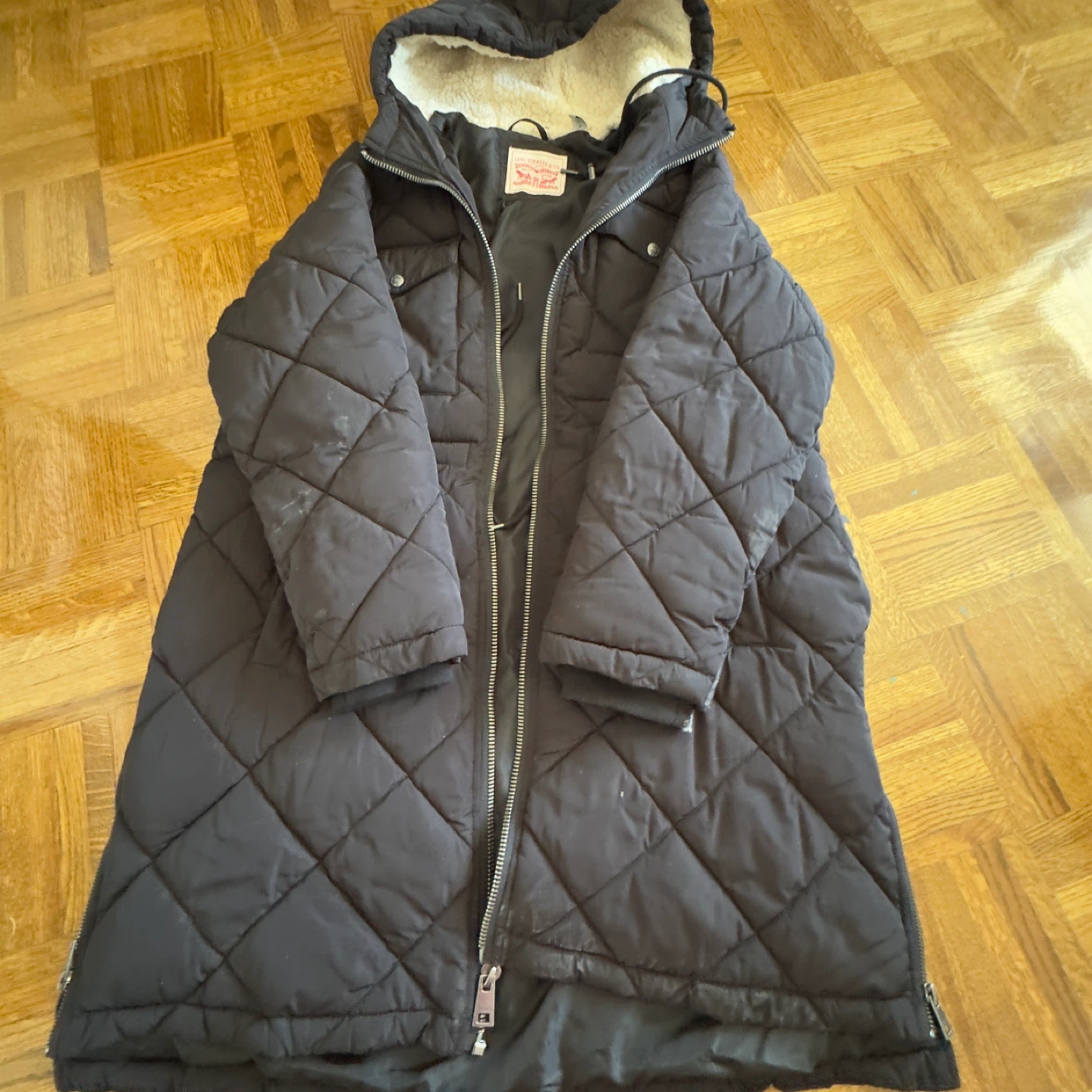 Levi Strauss & Co. Black Quilted Puffer Coat with Sherpa Lining - photo 4