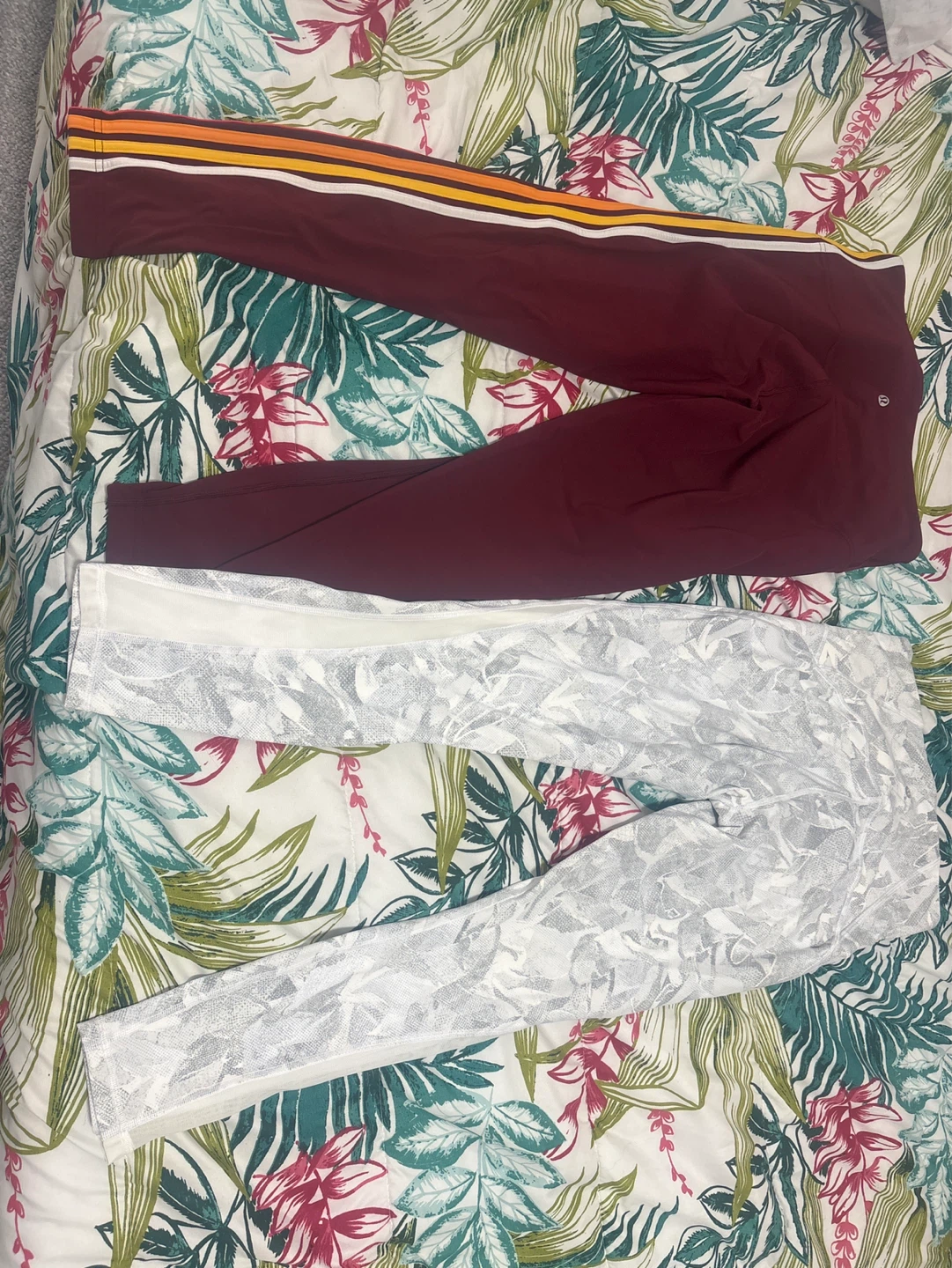 Lululemon Burgundy & White Pattern Leggings