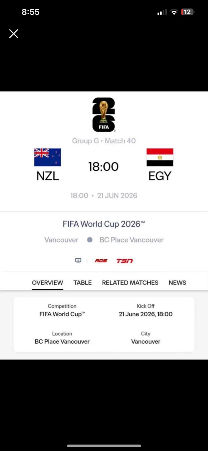 FIFA World Cup 2026 Vancouver Match Ticket
