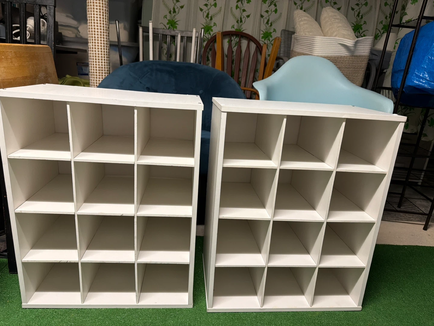White 16-Cube Storage Shelves (Set of 2)