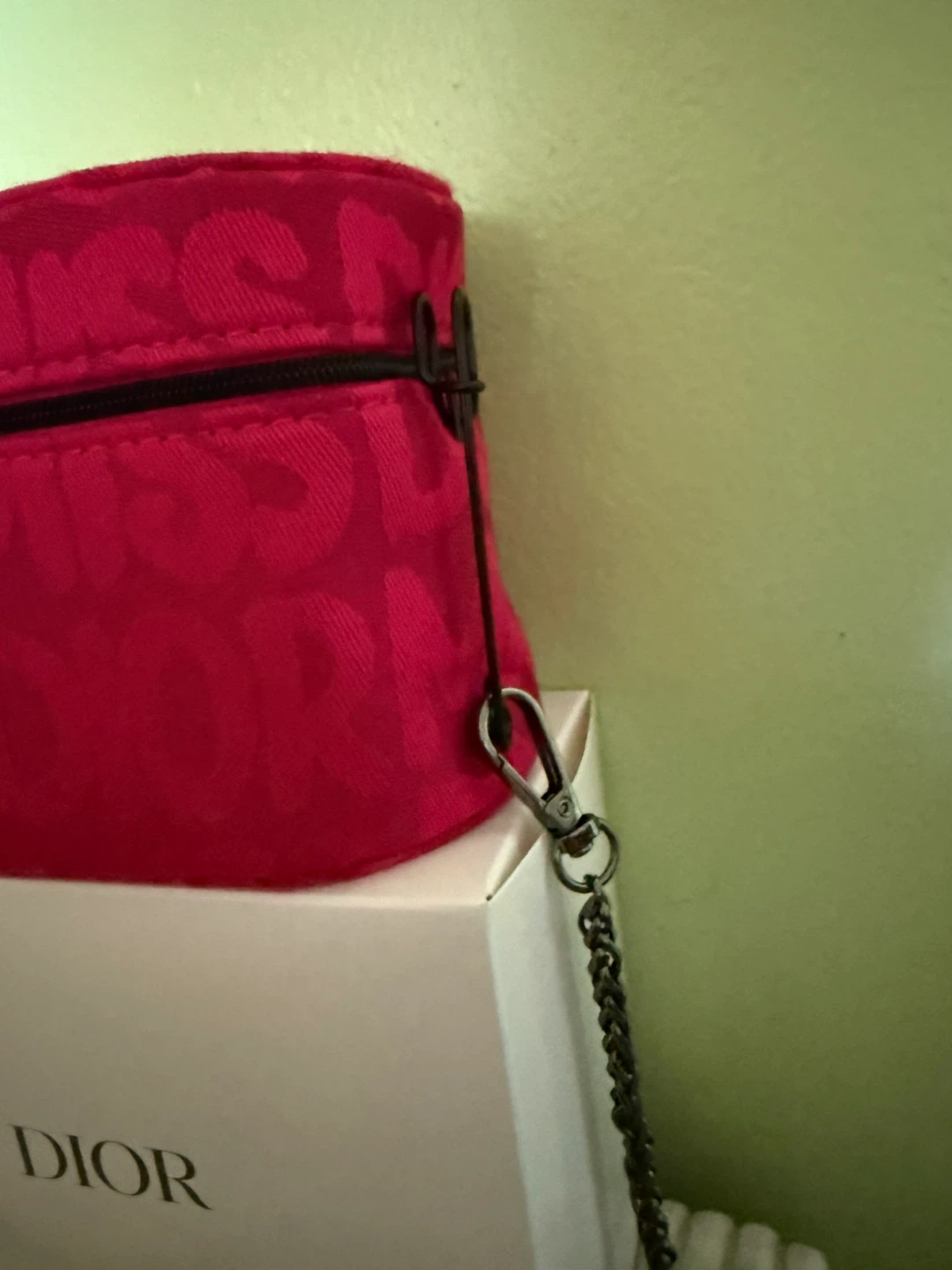 Pink Dior Monogram Cosmetic Bag with Chain - photo 4