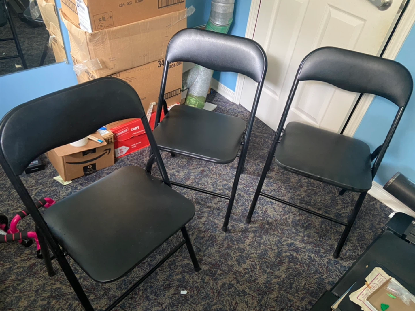 3 GSC Technologies Vinyl Folding Chairs - Black