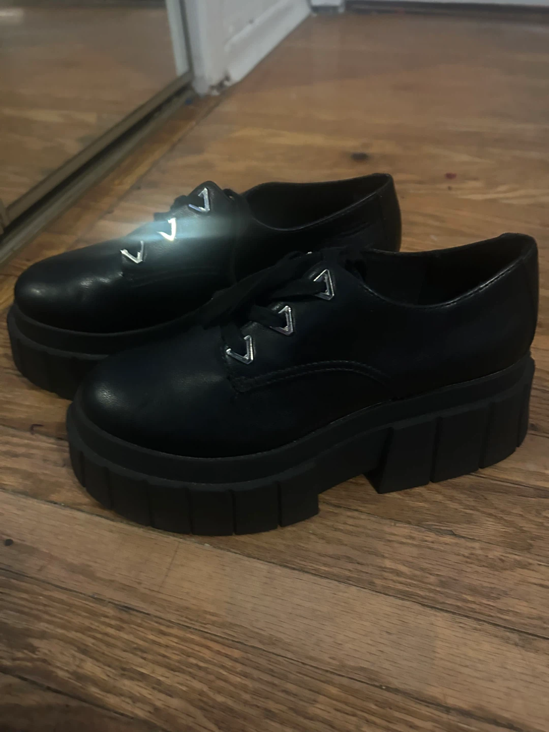 Black Platform Oxford Shoes