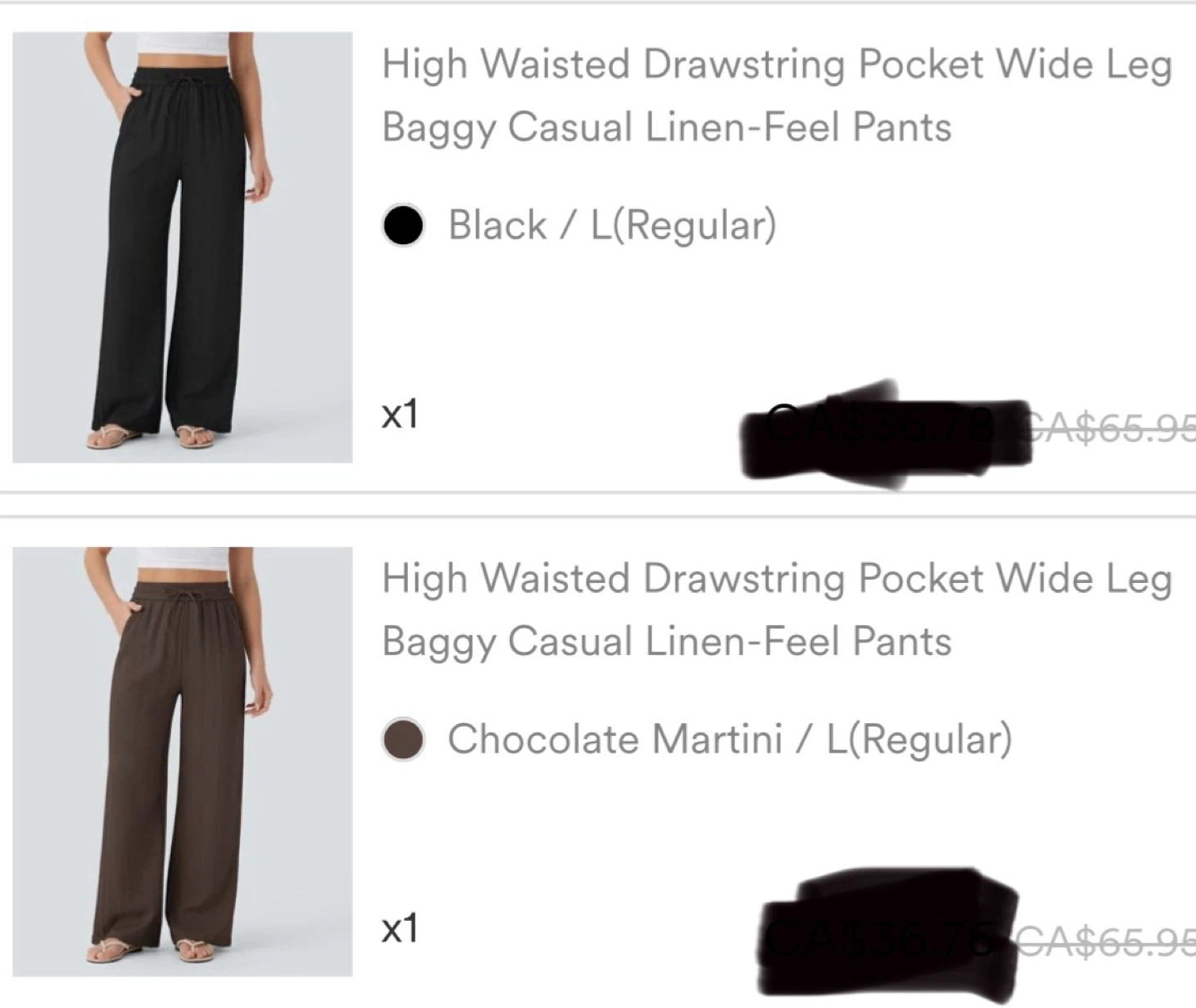Halara High Waisted Drawstring Pocket Wide Leg Pants - Black