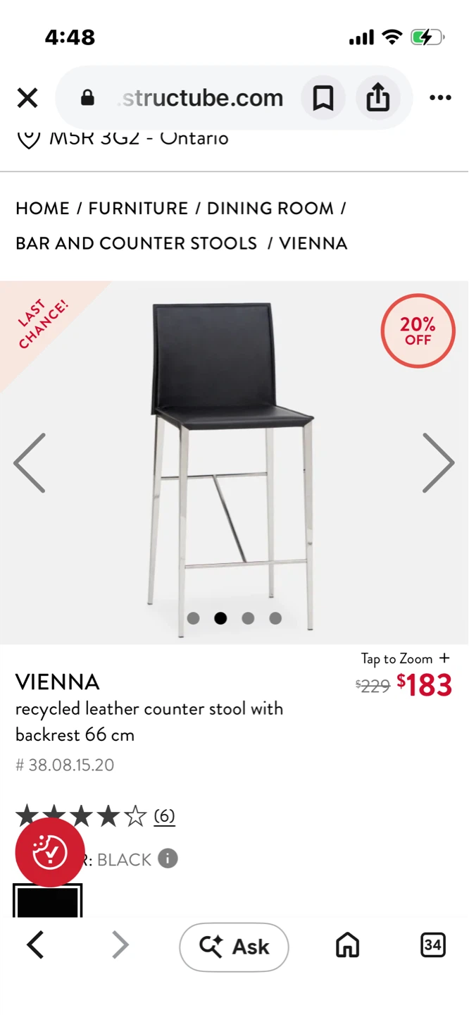 Structube Vienna Barstools (2) -Can deliver - photo 5