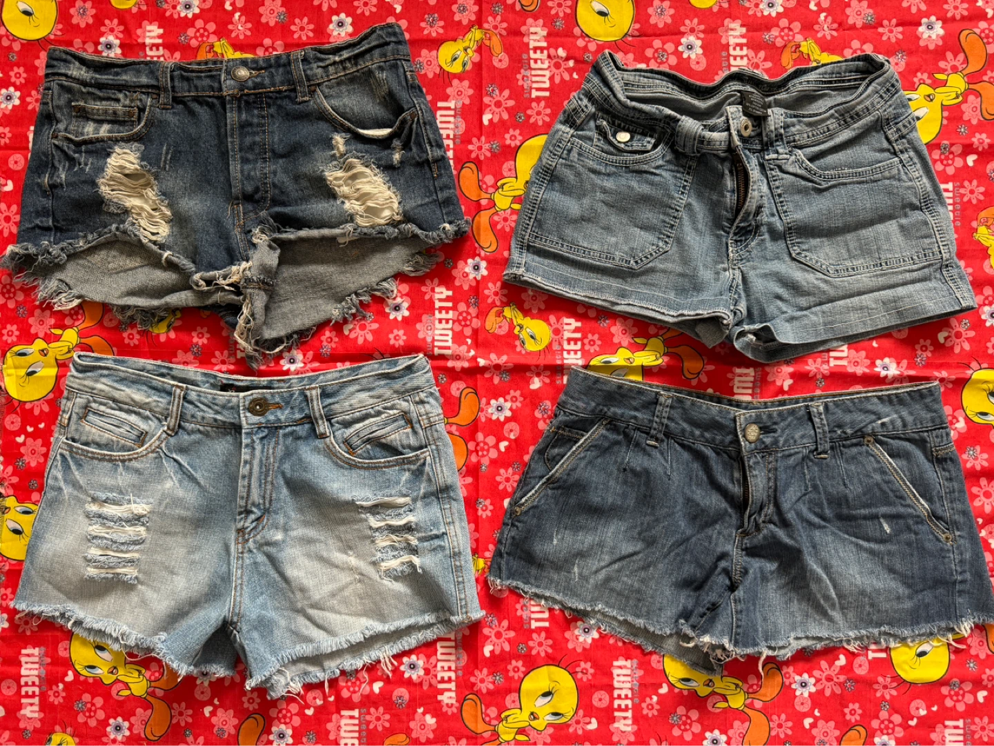 4 pcs - Women's Ripped Denim Shorts
