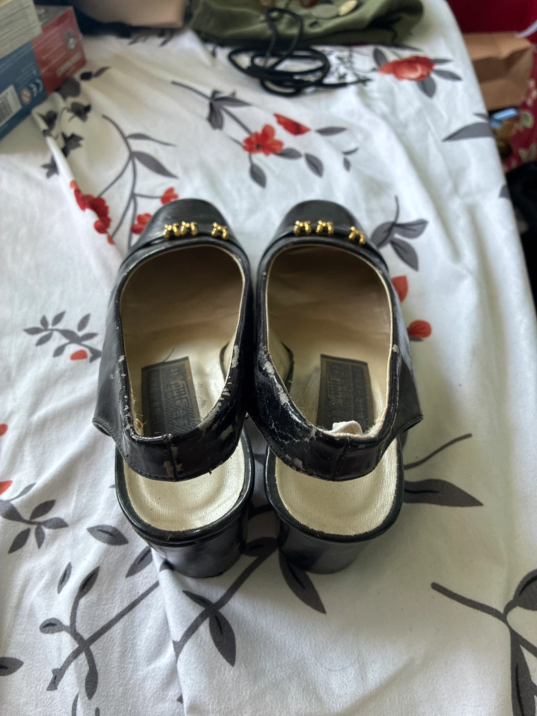 Black Slingback Heels with Gold Accent - Size 8 - photo 2