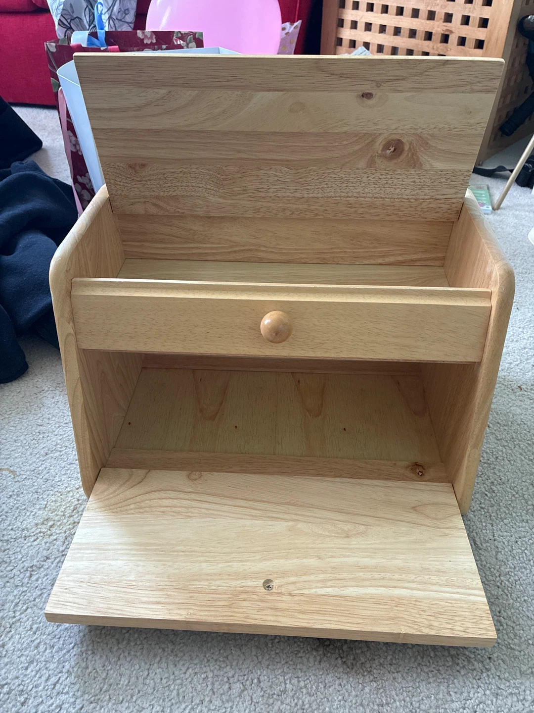 Wooden Bread Box with Drawer - photo 2
