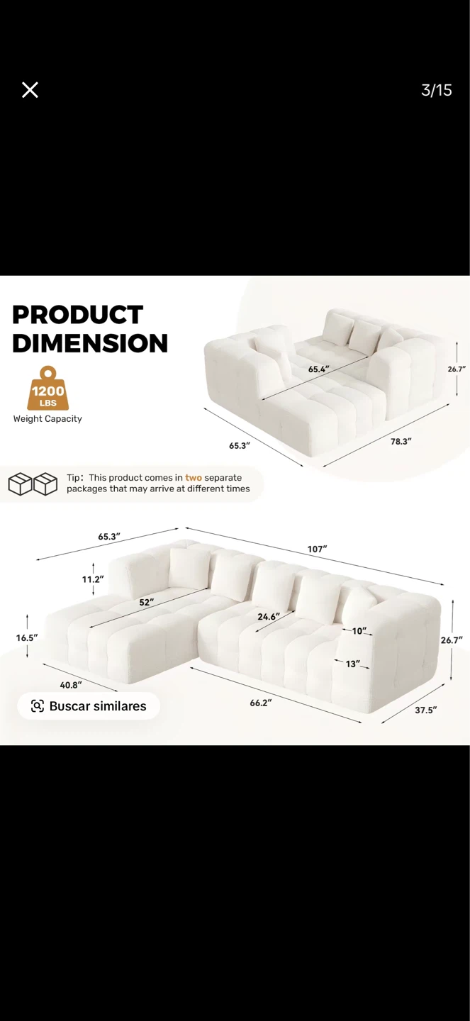 White Sectional Sofa with Plush Upholstery - photo 5