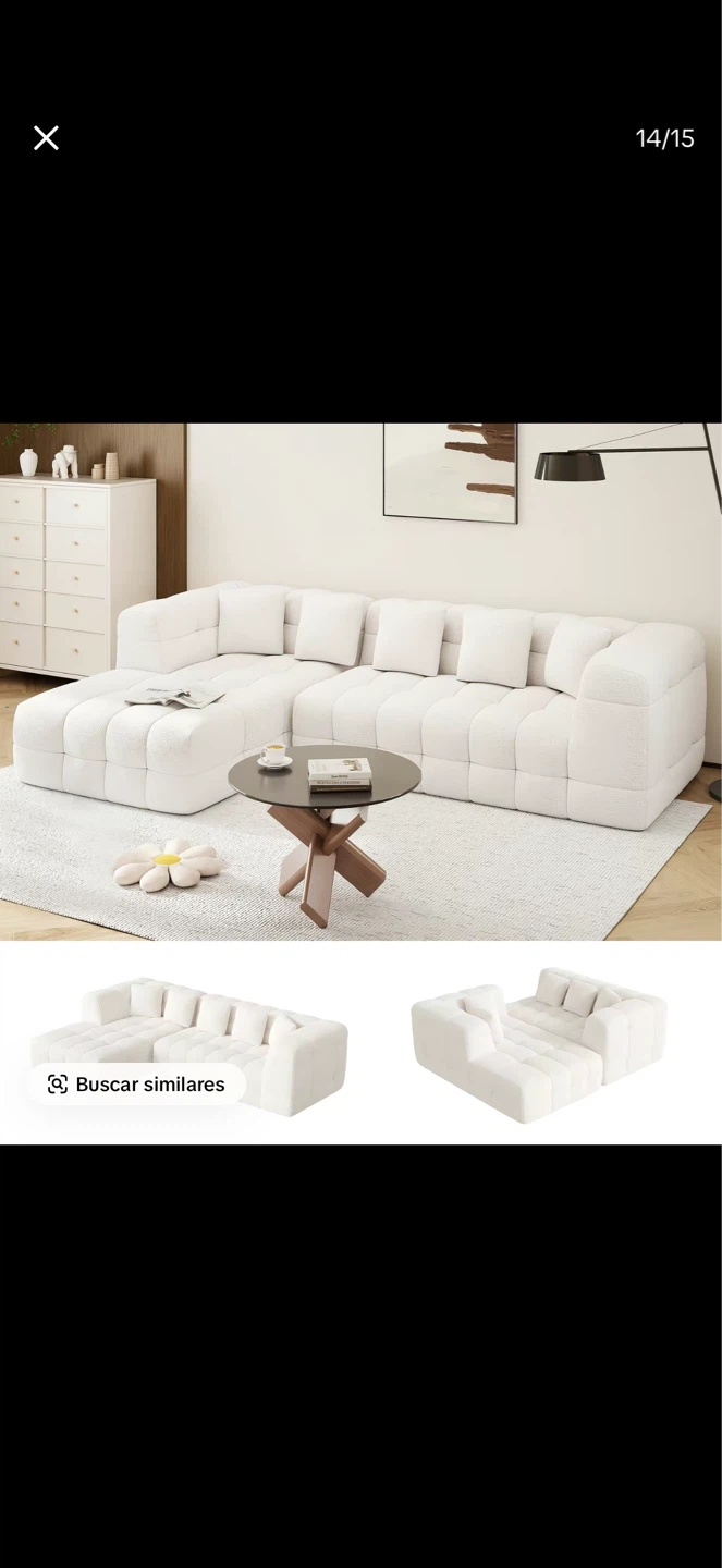 White Sectional Sofa with Plush Upholstery - photo 4