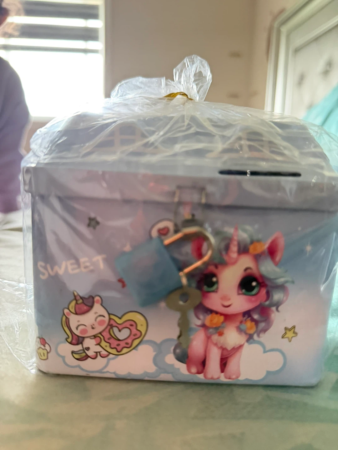 Unicorn Piggy Bank with Lock and Key - photo 4