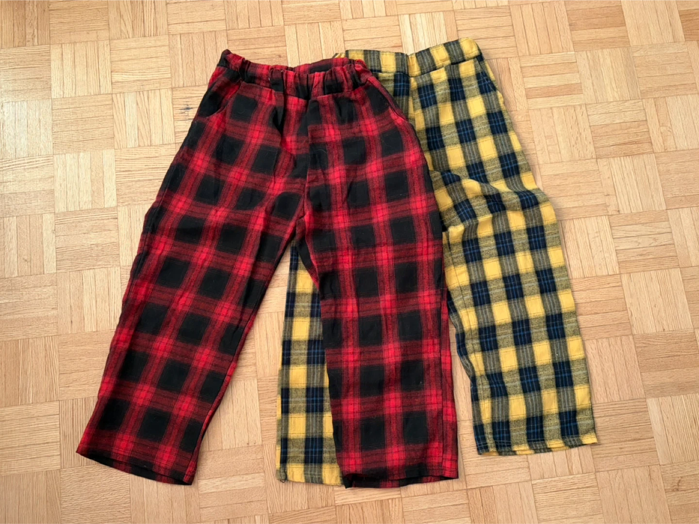Plaid Pajama Pants Set (Red & Yellow)