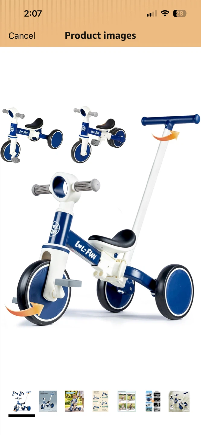 Kids 5 in 1 Tricycle with Parent Steering Push Handle - photo 3