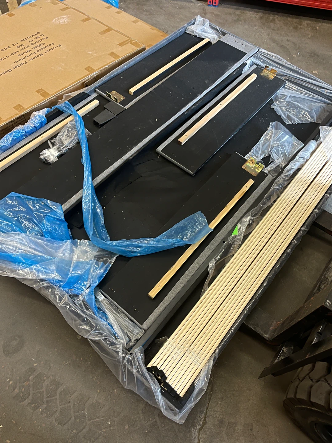 King size head board and frame.  Missing support structure