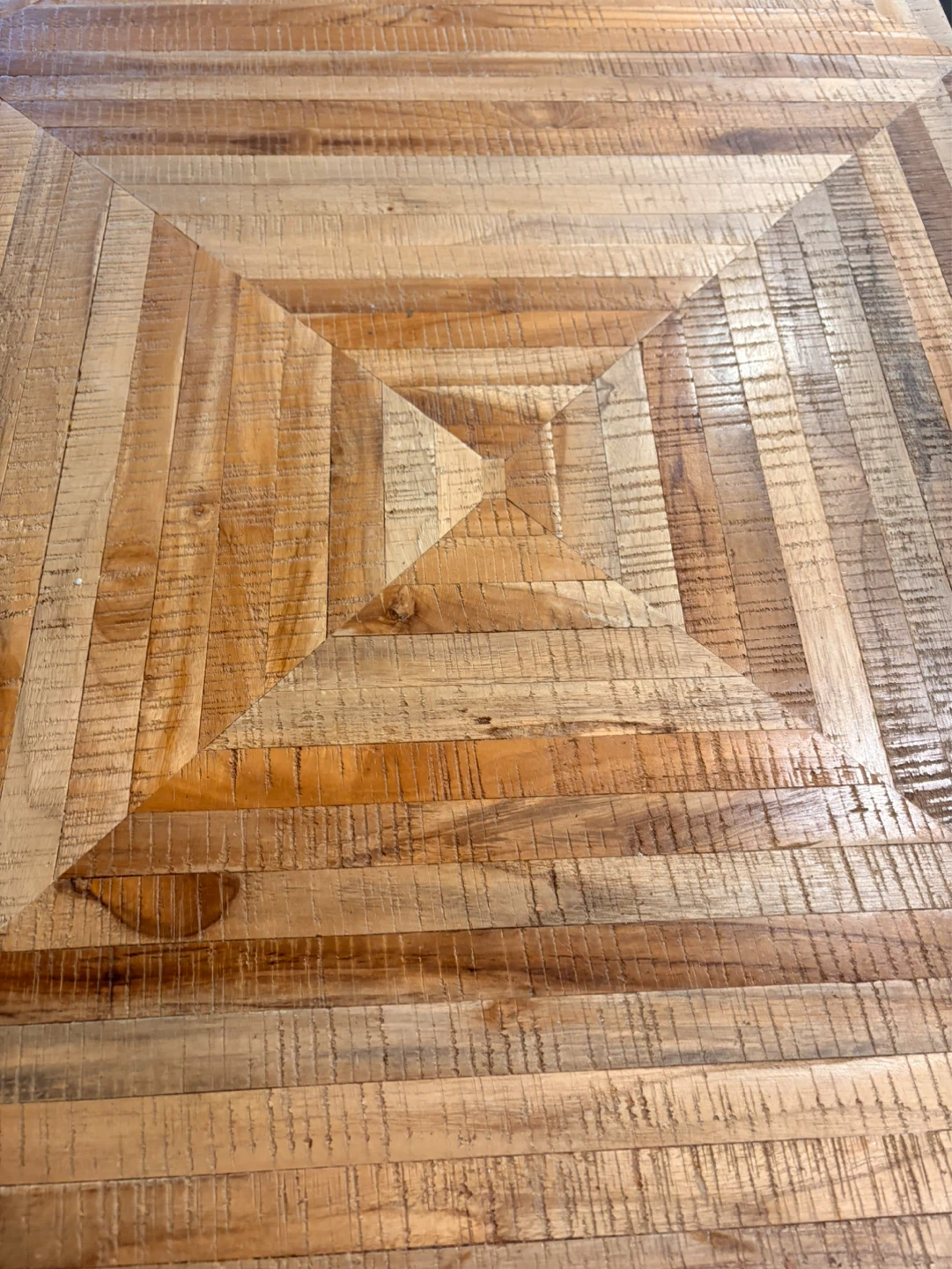Wooden Dining Table with Geometric Pattern - photo 2