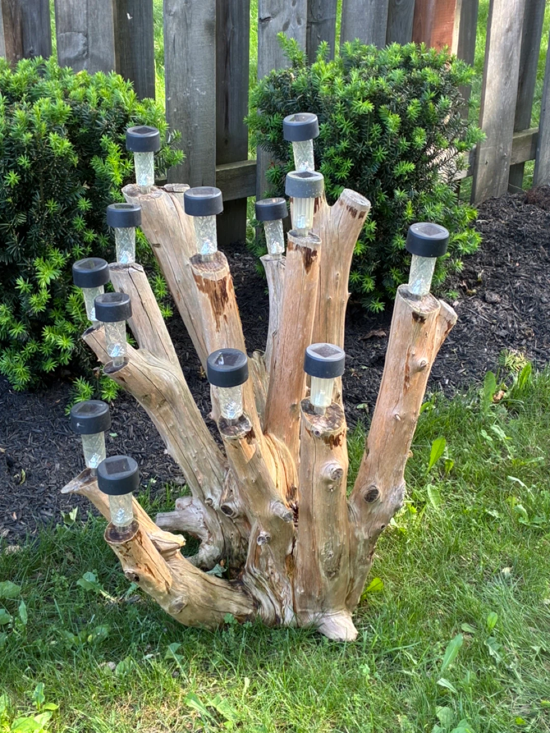 Solar Light Tree Stump Garden Decor