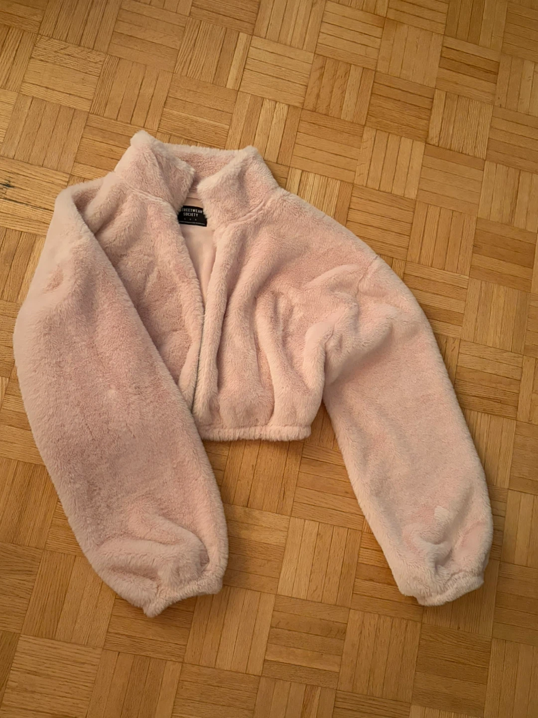 Streetwear Pink Fur Cropped Jacket