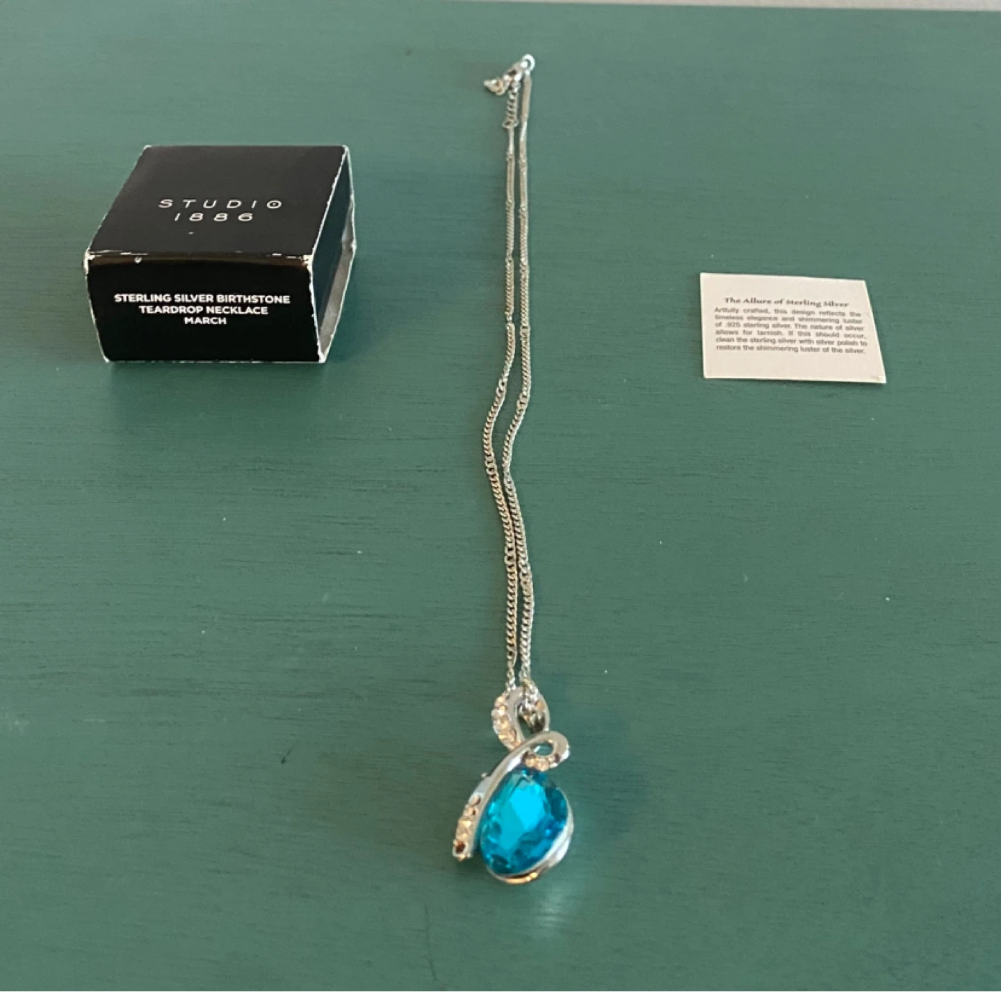 Sterling Silver Teardrop pendant with crystal accents - photo 2