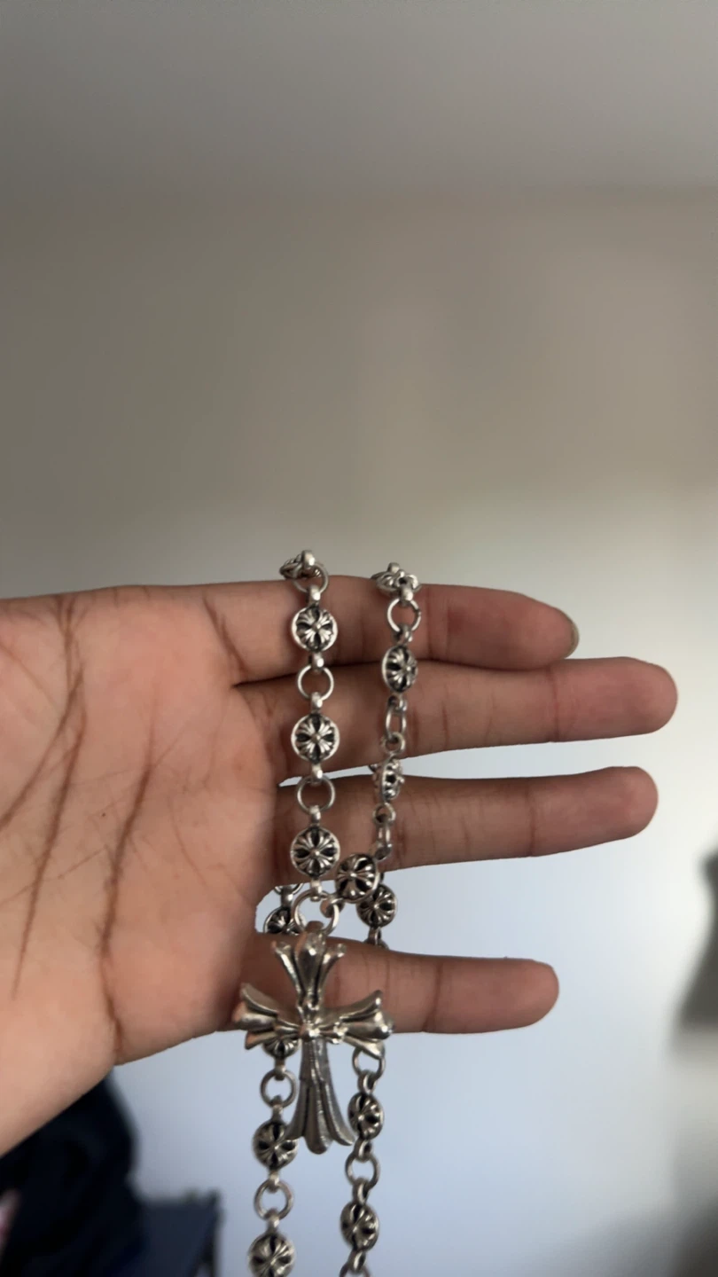 Chrome Hearts Sterling Silver Cross Necklace