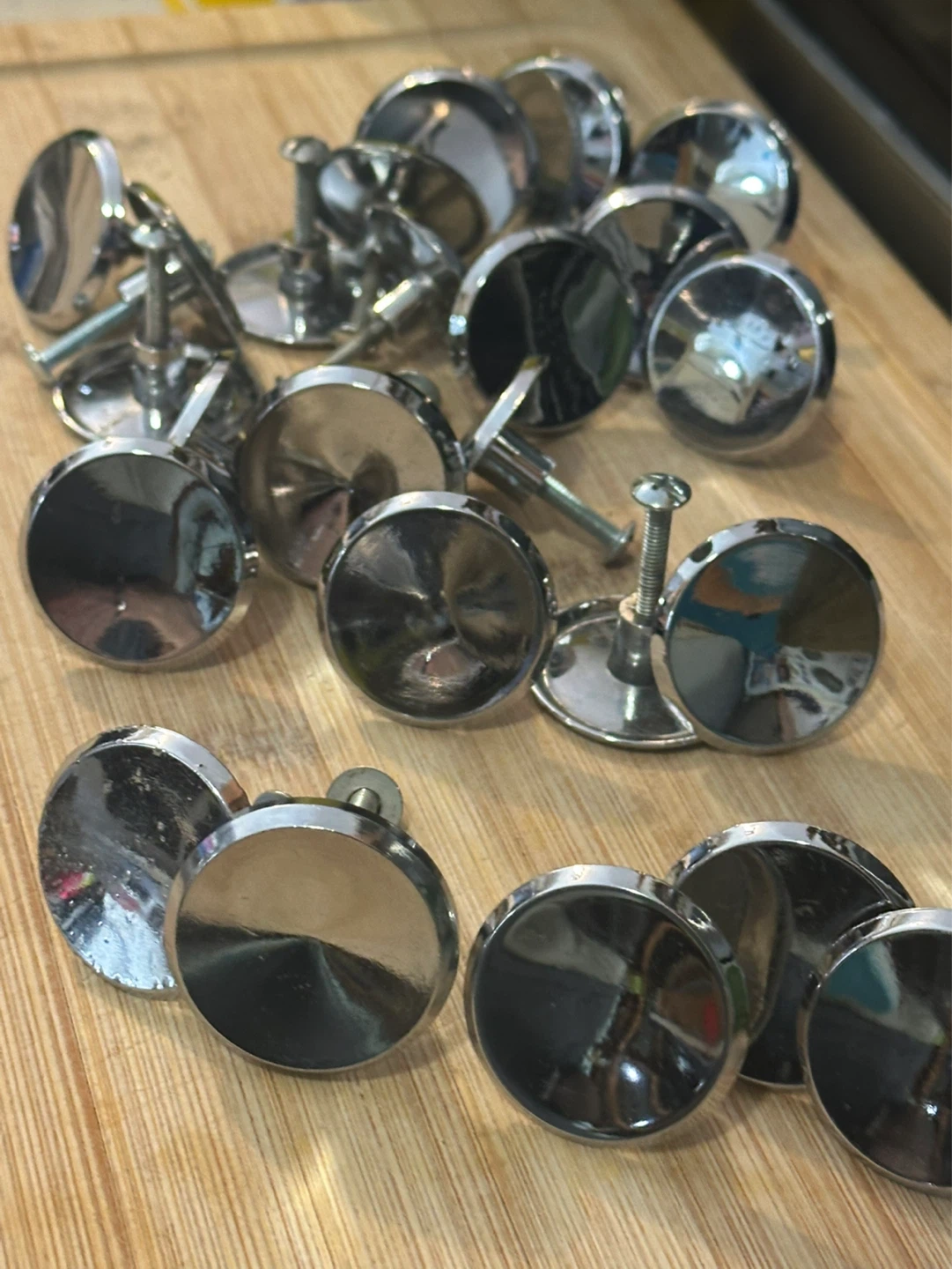 Lot of 24 Mid century round chrome drawer pulls 1.5” - photo 2