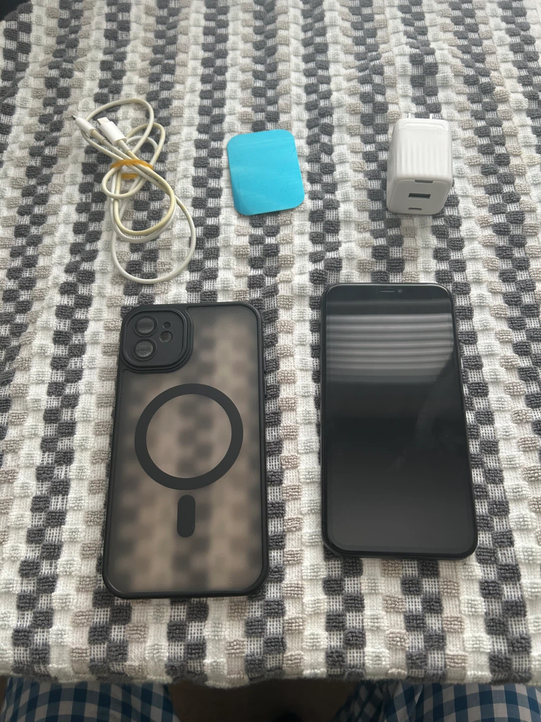 Black IPhone 11 with Accessories