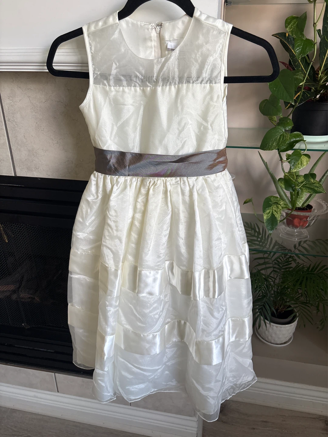 Girls White Dress with Sash