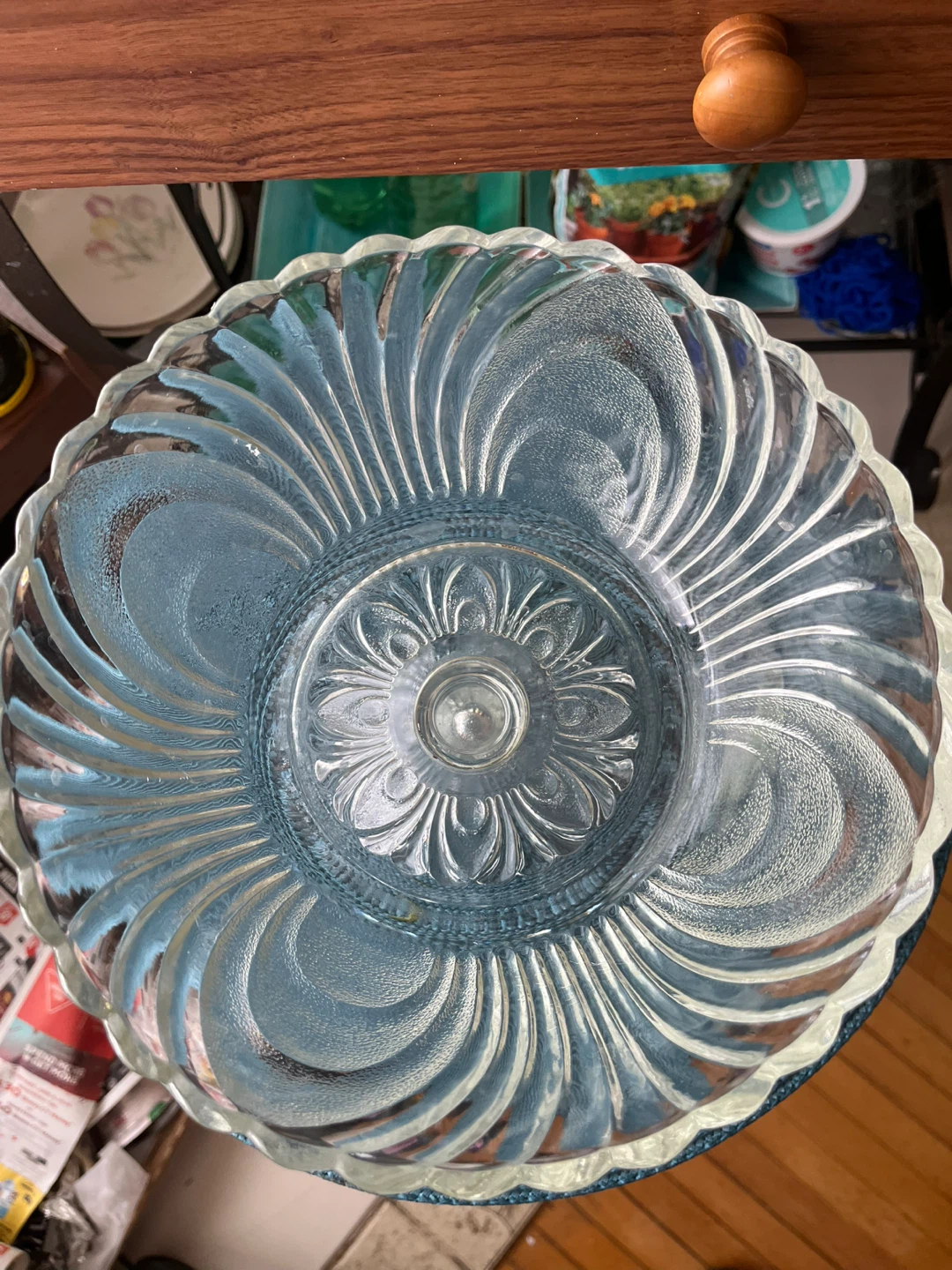 Vintage Clear Glass Pedestal Bowl - photo 3