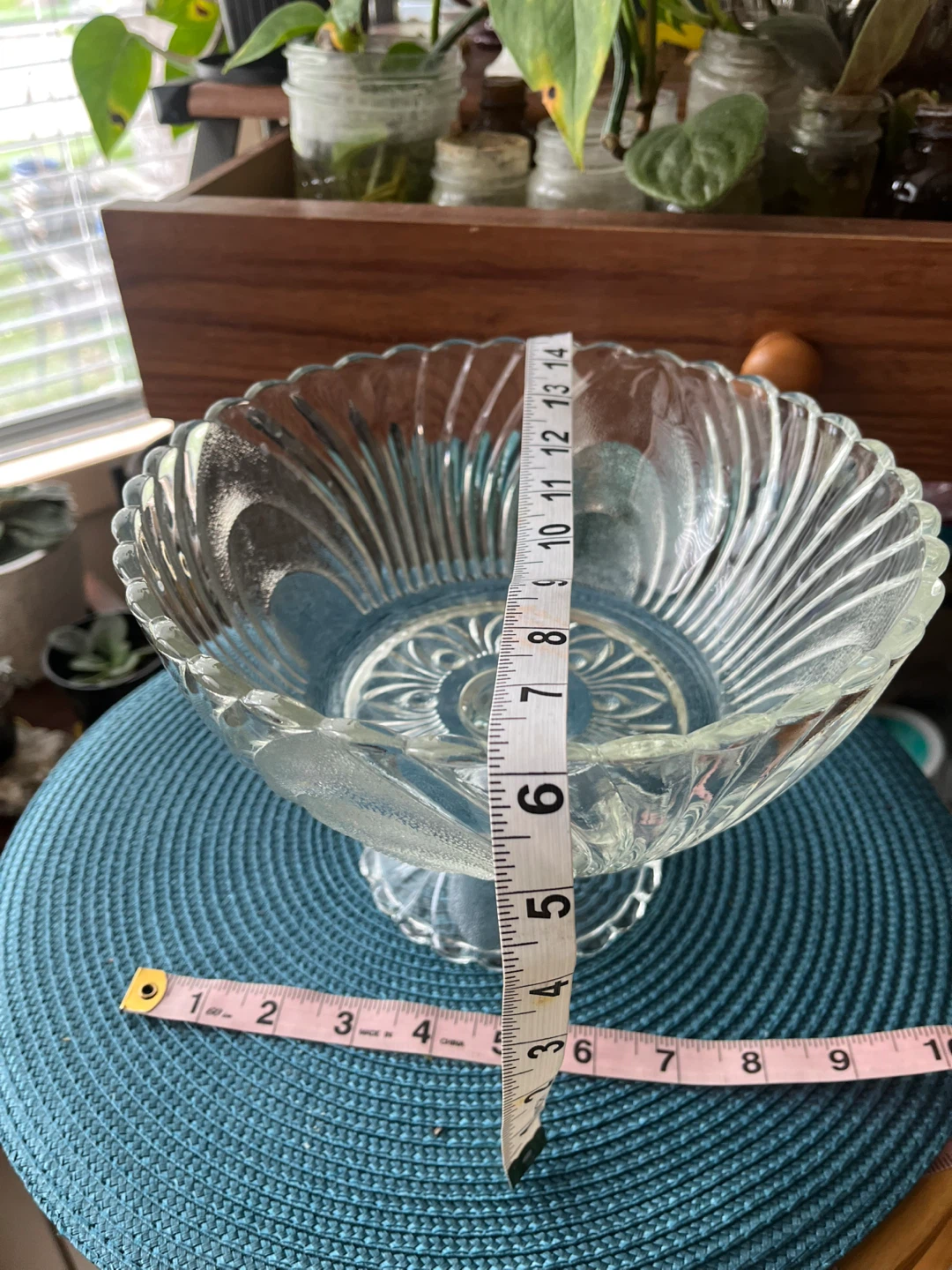 Vintage Clear Glass Pedestal Bowl - photo 2