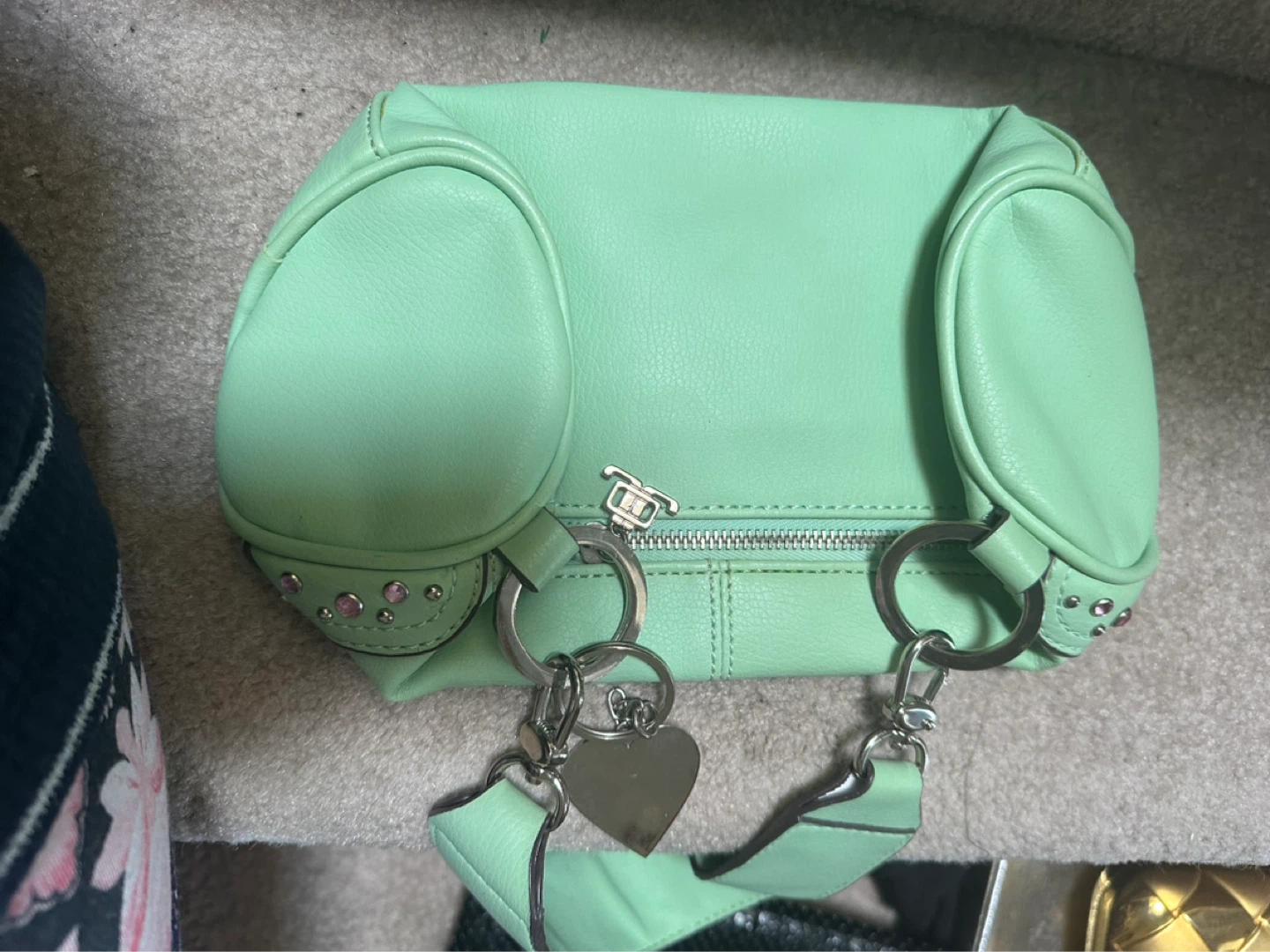 JL by Jennifer Lopez Mint Green Studded Shoulder Bag - photo 2